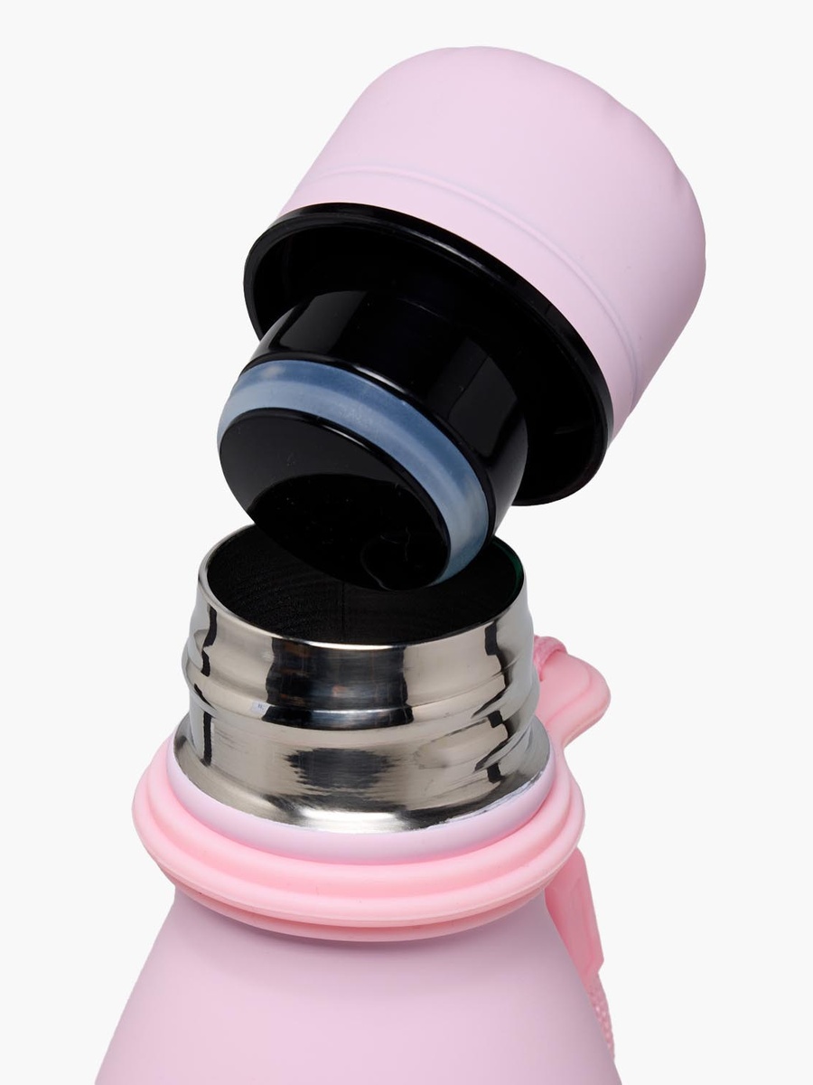 Solid Stainless Steel Water Bottle with Wide Mouth and Wrist Strap