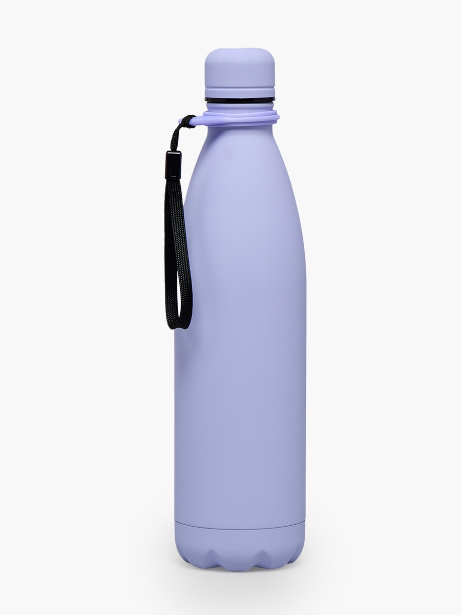 Solid Stainless Steel Water Bottle with Wide Mouth and Wrist Strap