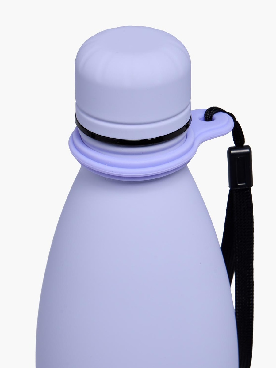 Solid Stainless Steel Water Bottle with Wide Mouth and Wrist Strap