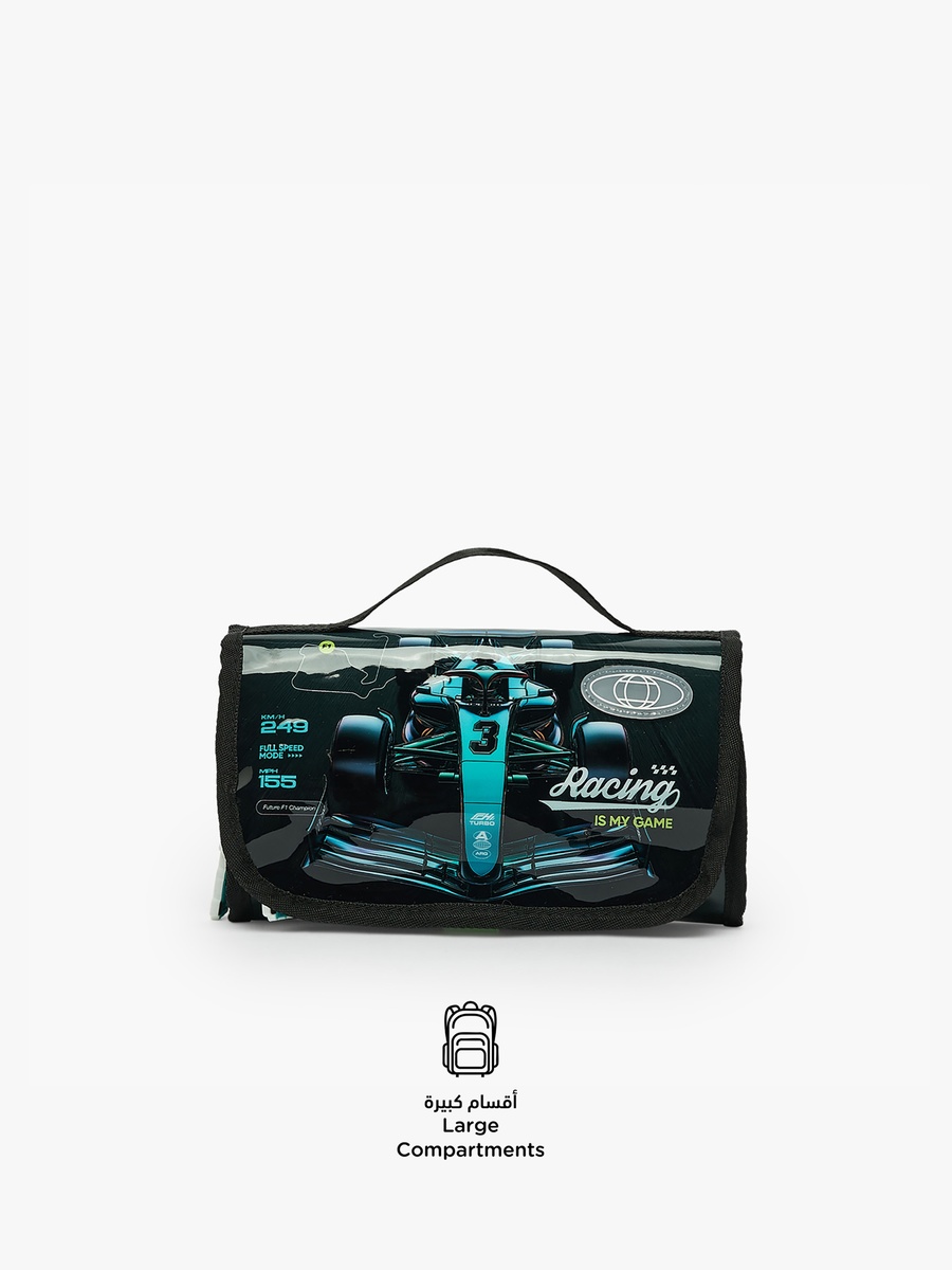 Racing Car Print Pencil Pouch with Top Handle