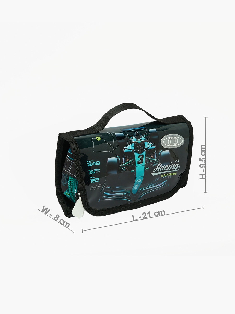 Racing Car Print Pencil Pouch with Top Handle