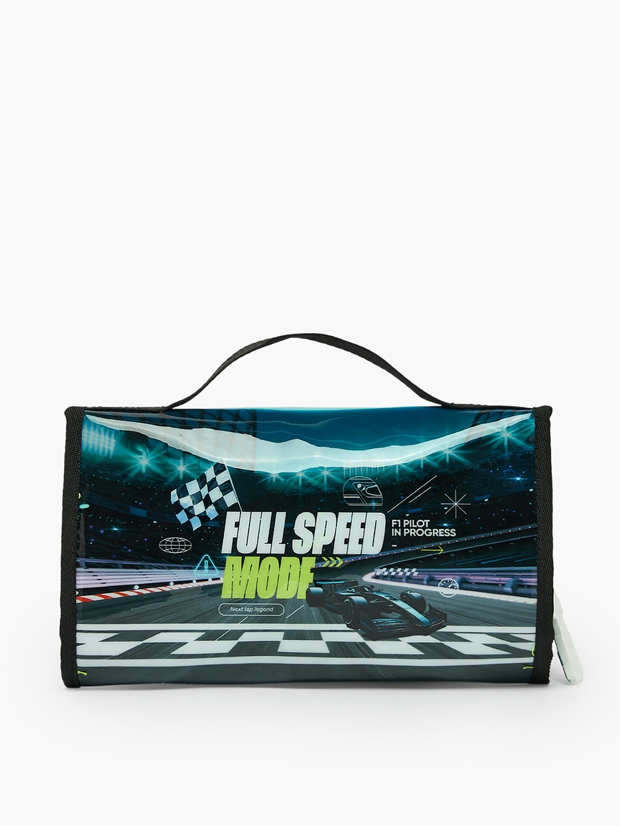 Racing Car Print Pencil Pouch with Top Handle