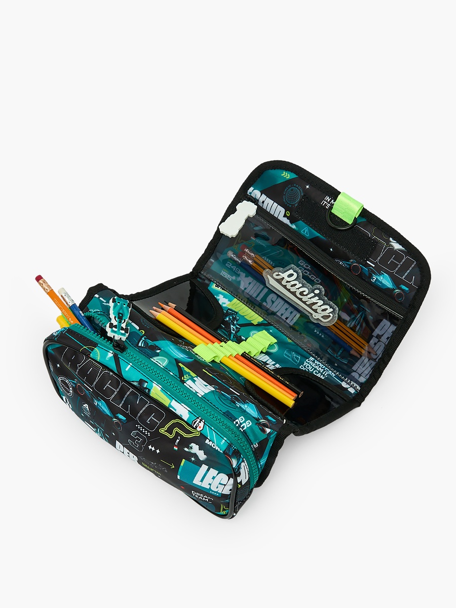 Racing Car Print Pencil Pouch with Top Handle