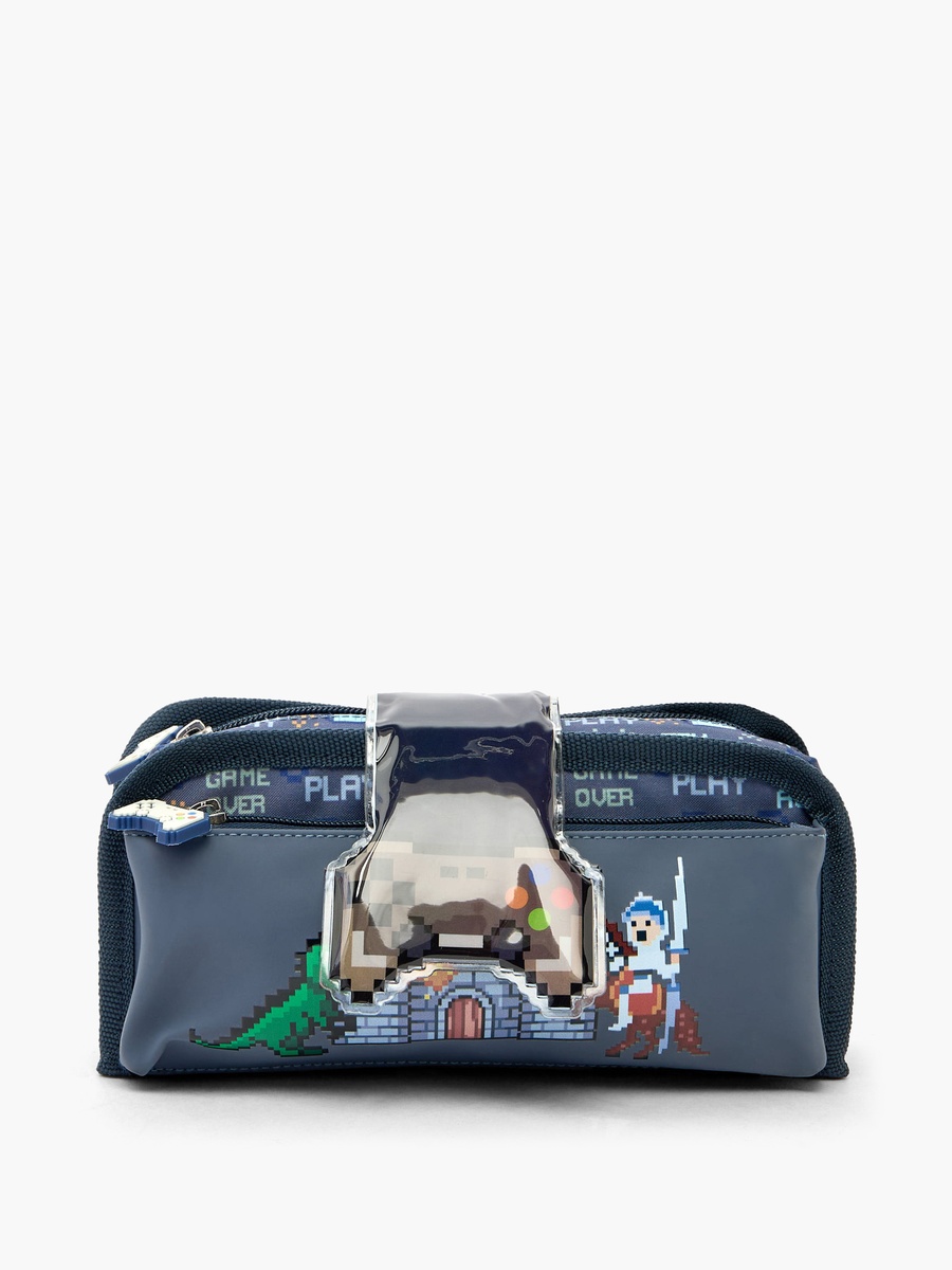 Game Print Pencil Pouch with 2 Compartments
