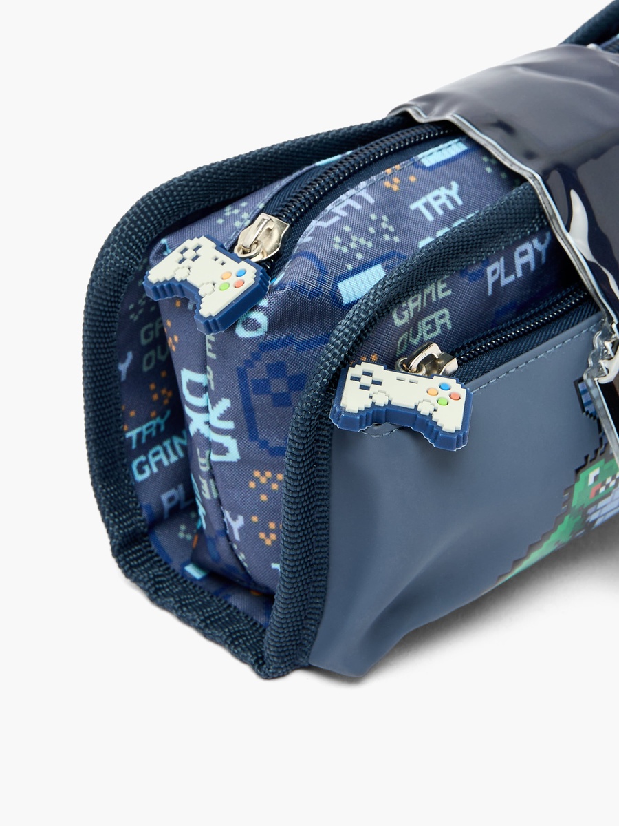 Game Print Pencil Pouch with 2 Compartments