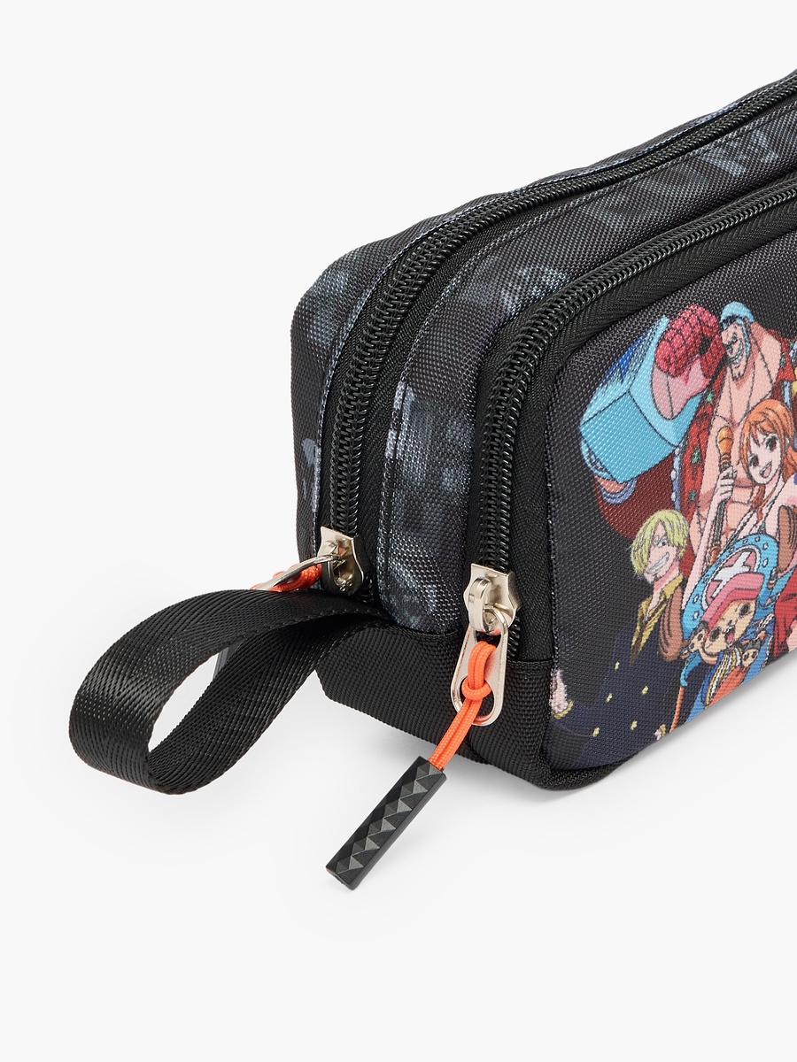One Piece Print Pencil Pouch with 2 Compartments