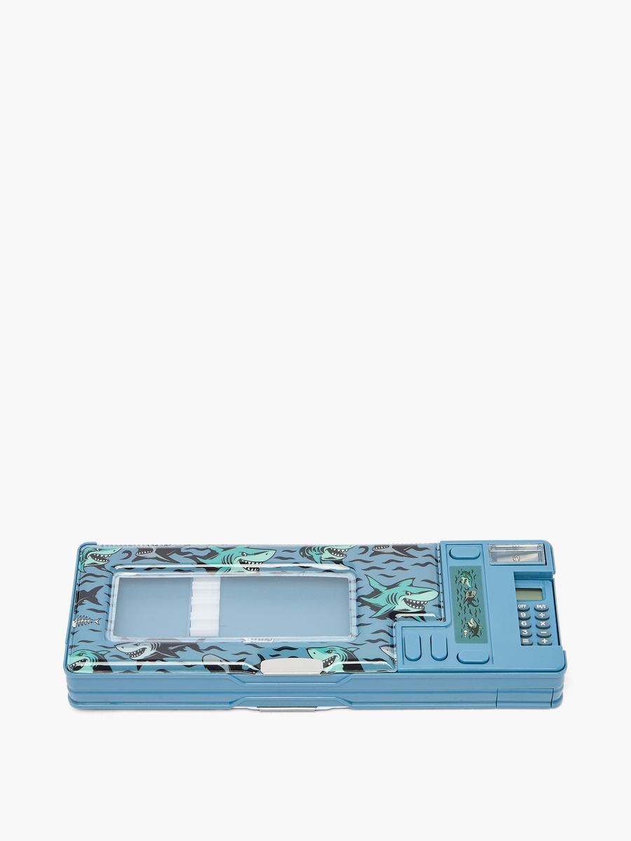 Shark Print Pencil Case with Calculator