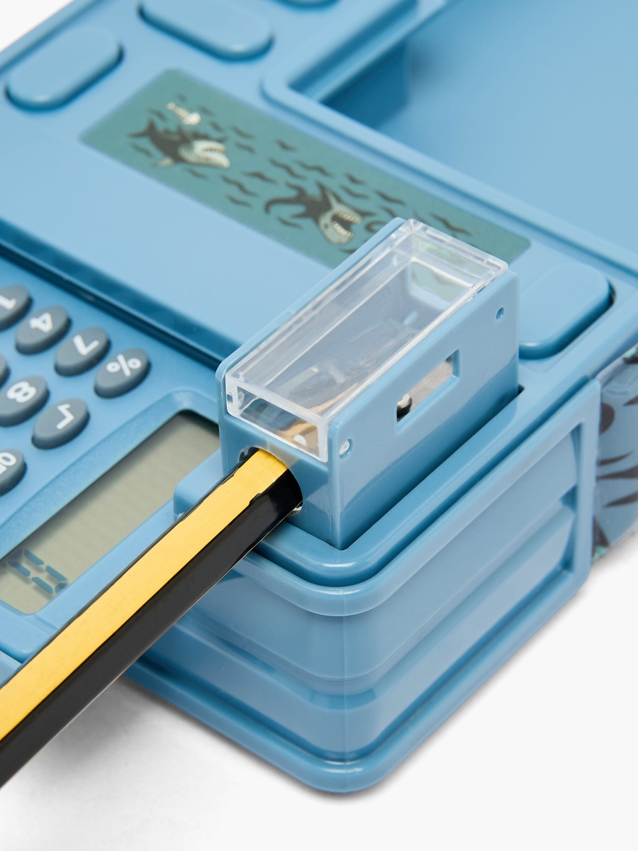 Shark Print Pencil Case with Calculator