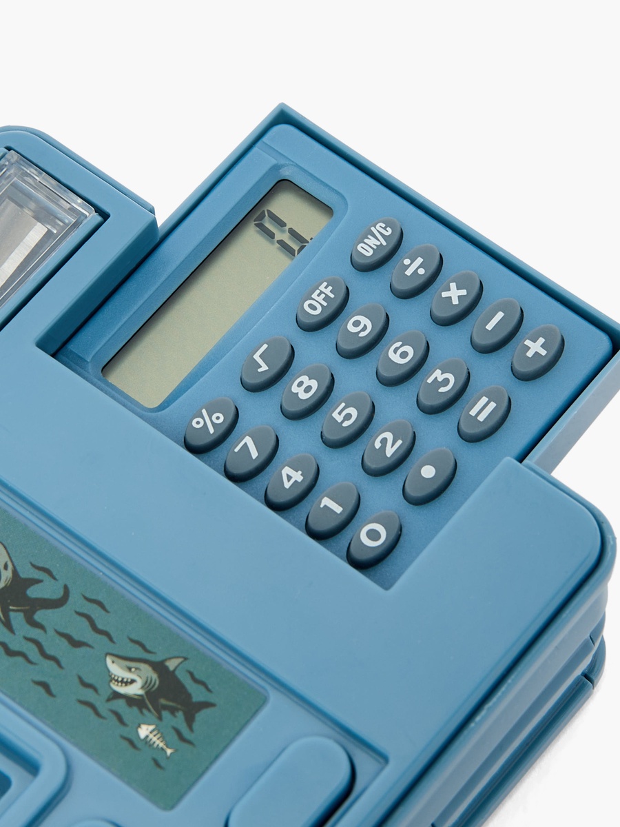 Shark Print Pencil Case with Calculator