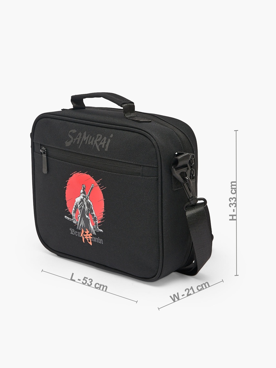 Samurai Print Lunch Bag with Detachable Strap