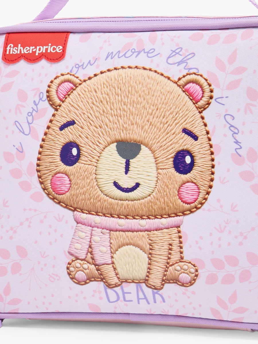 Bear Embroidered Lunch Bag with Detachable Strap