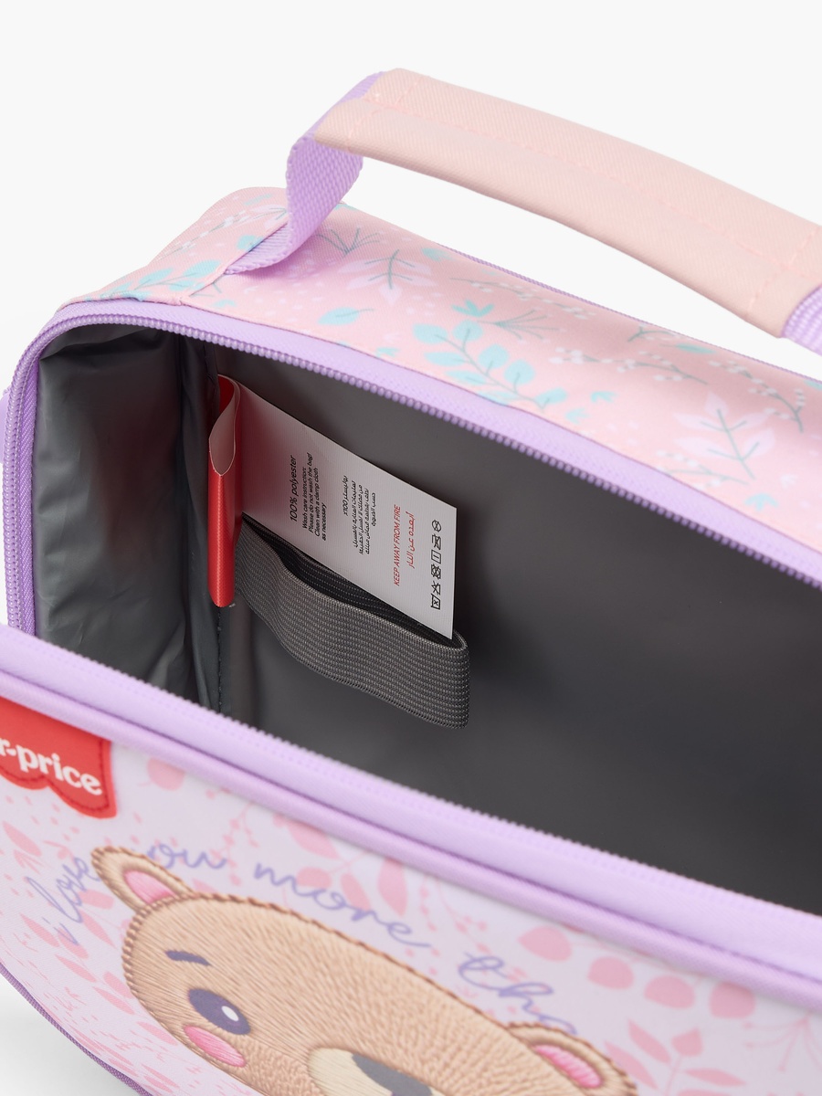 Bear Embroidered Lunch Bag with Detachable Strap