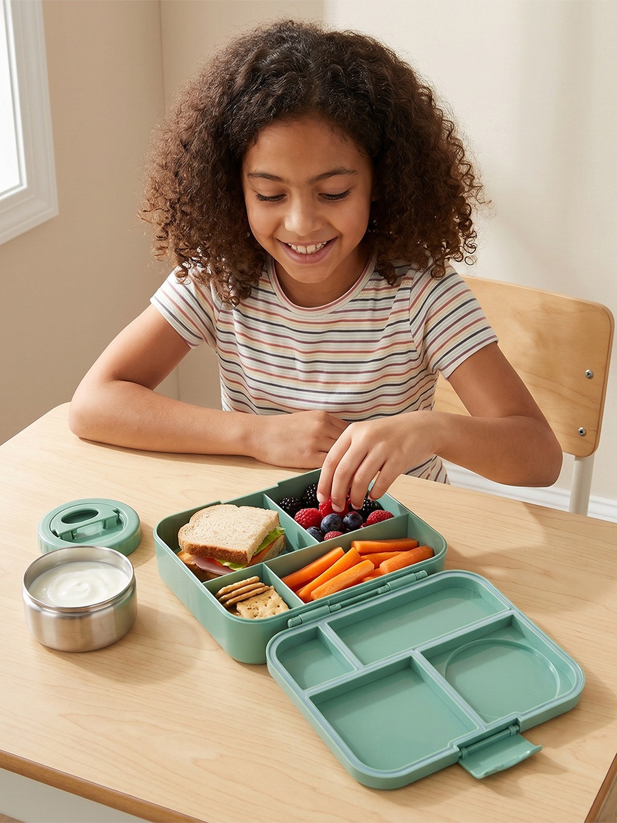 Solid Bento Lunch Box with 4 Compartments - 1.1 L
