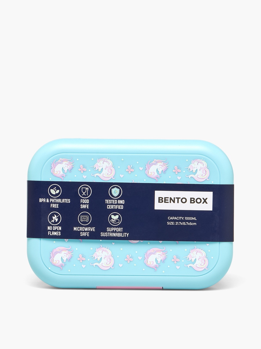 Unicorn Print Lunch Box with Clip Lock Closure