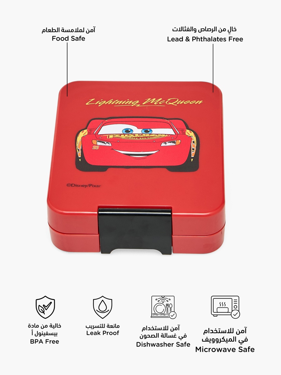 Lightning McQueen Print Bento Lunch Box with Clip Lock Lid - 640 ml