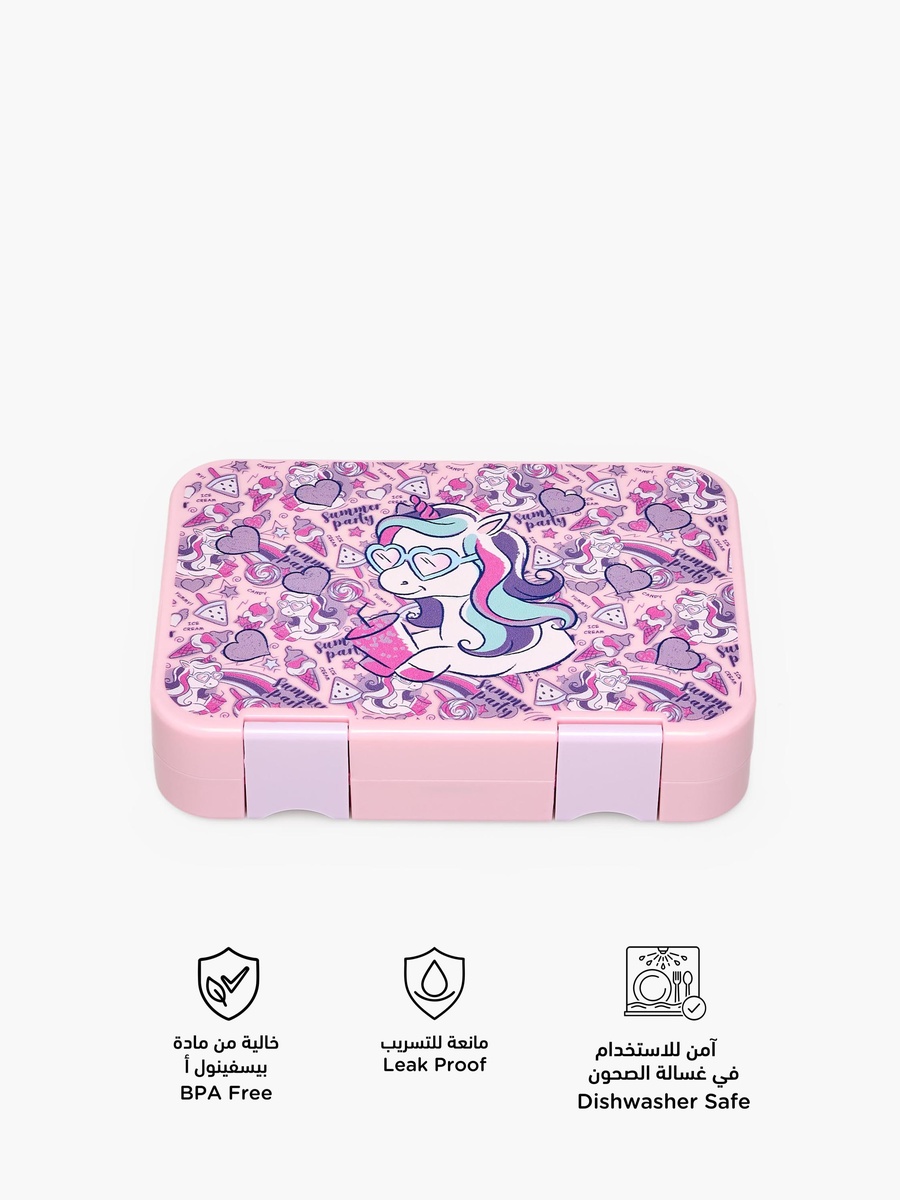 Unicorn Print Lunch Box with Compartments - 750 ml