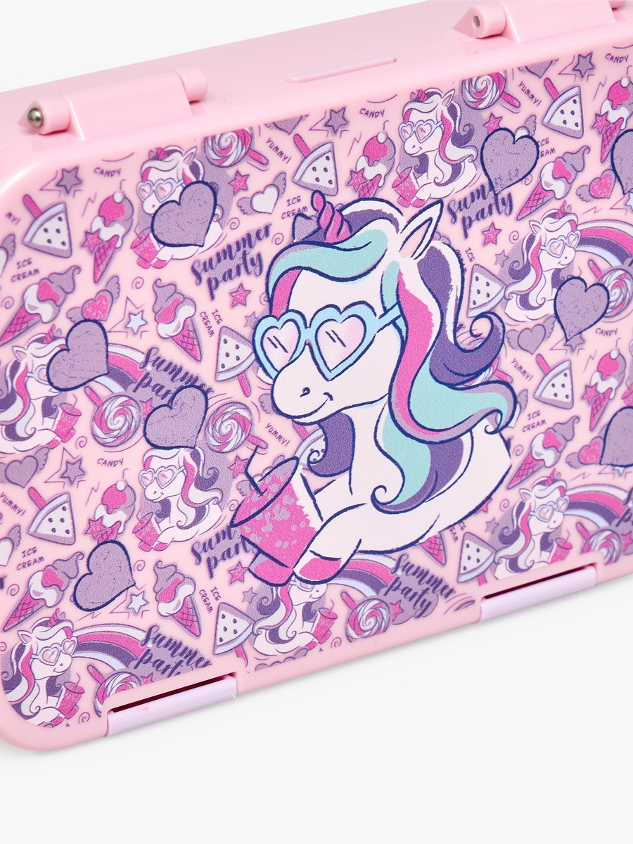 Unicorn Print Lunch Box with Compartments - 750 ml