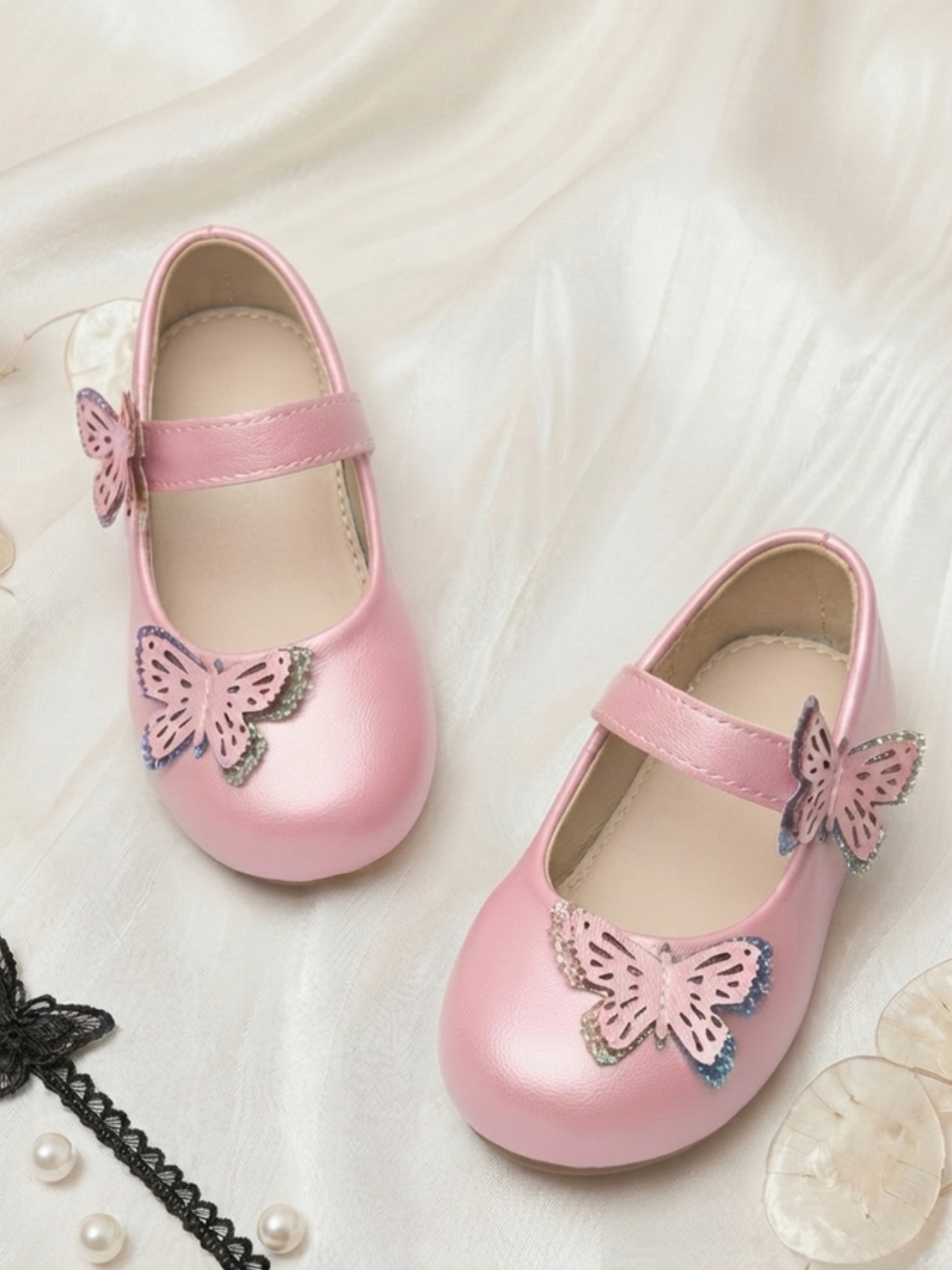 Pink Butterfly Mary Jane Ballerinas for Girls