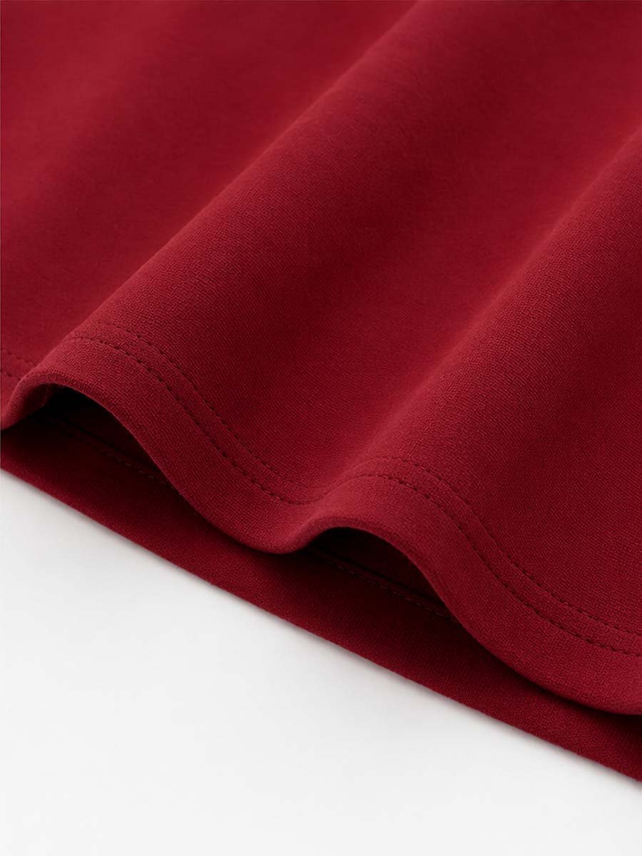 Girls Burgundy A-Line Midi Dress with Ruffle Sleeves