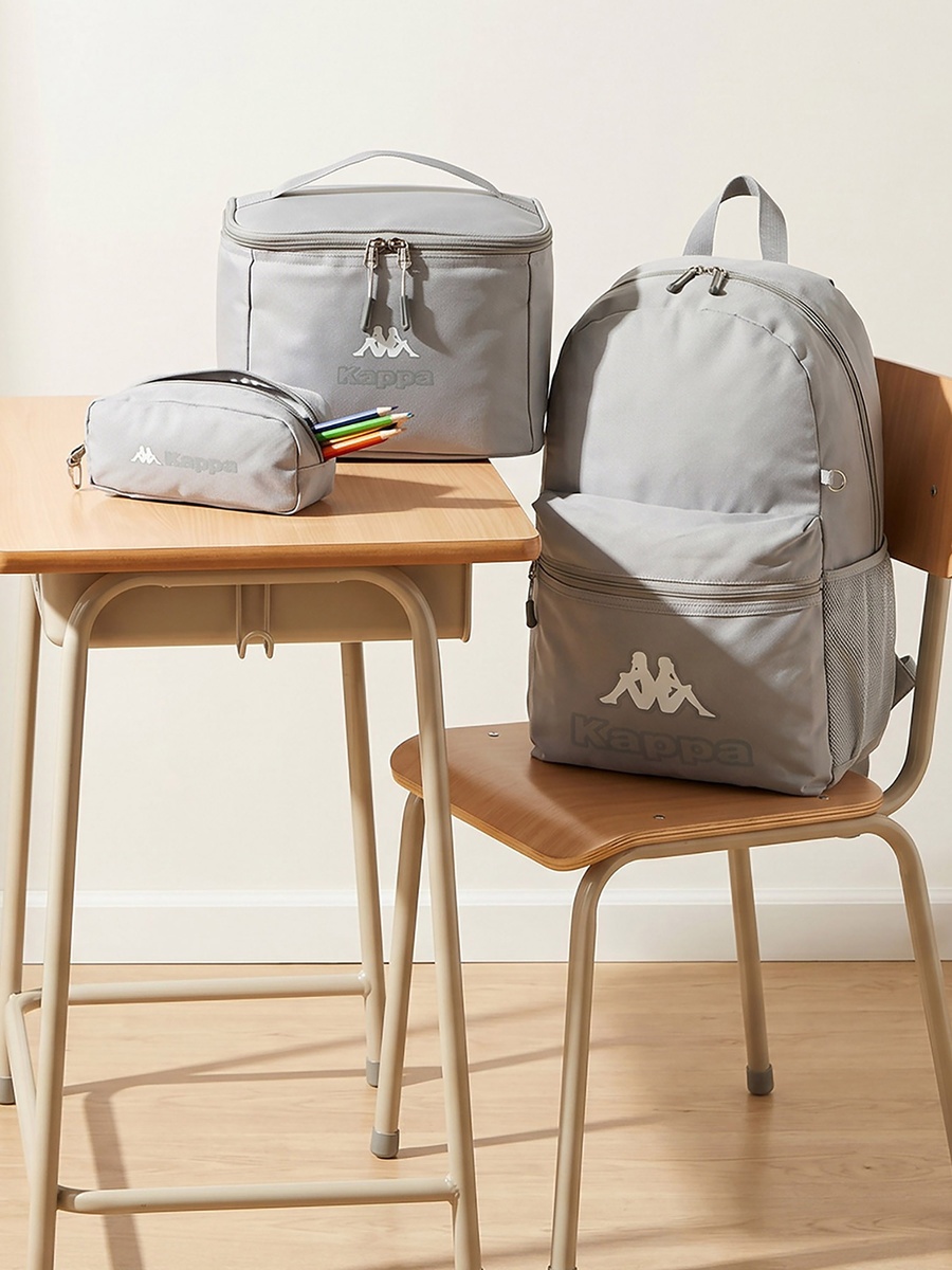 Logo Print 3-Piece School Backpack Set with Pencil Pouch and Lunch Bag