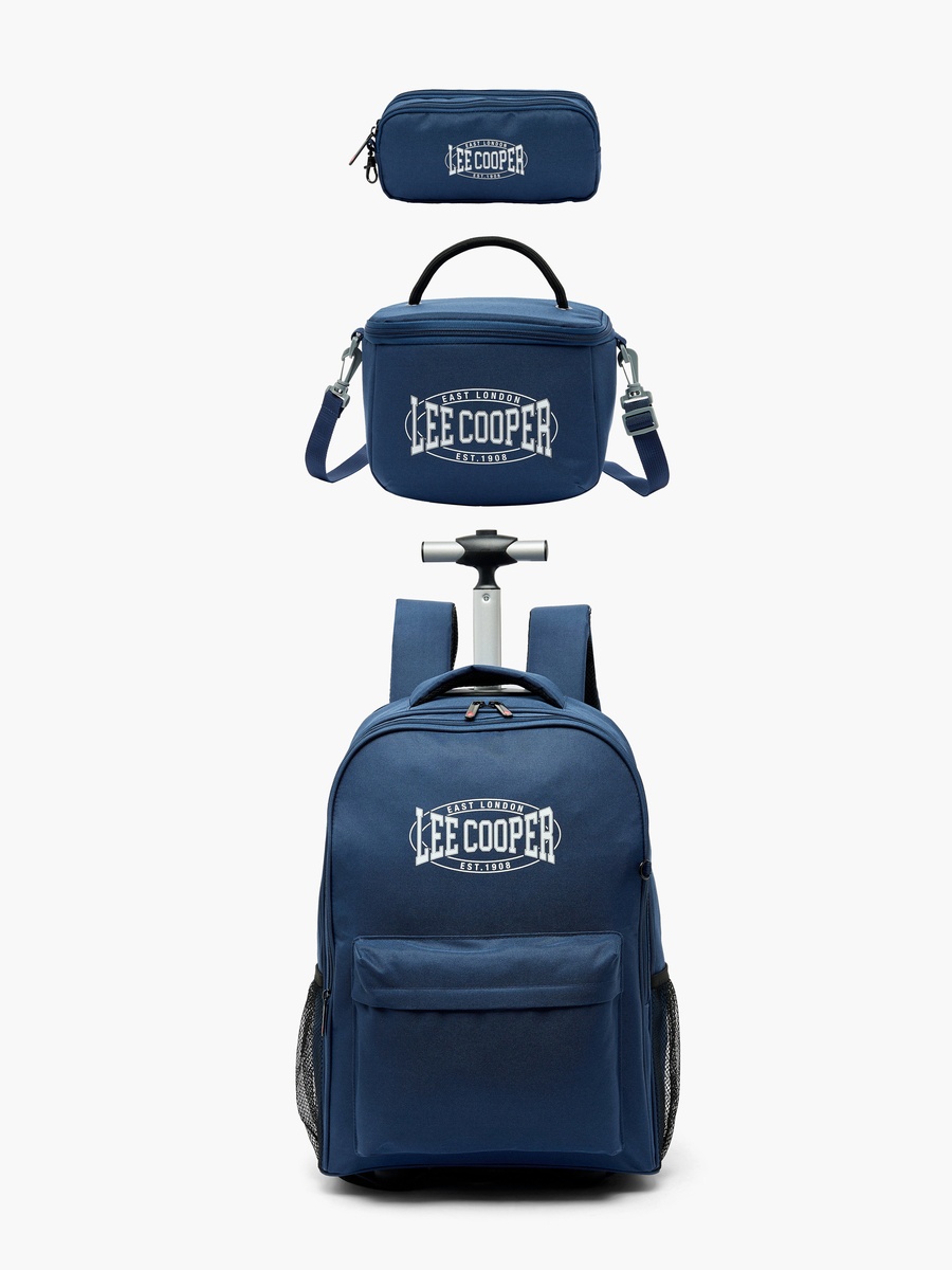 Printed 3-Piece School Trolley Bag Set with Lunch Bag and Pencil Pouch
