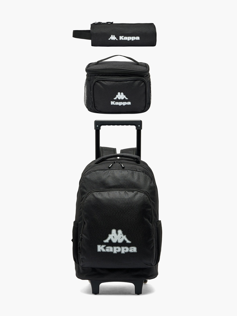 Logo Print 3-Piece School Trolley Bag Set with Lunch Bag and Pencil Pouch