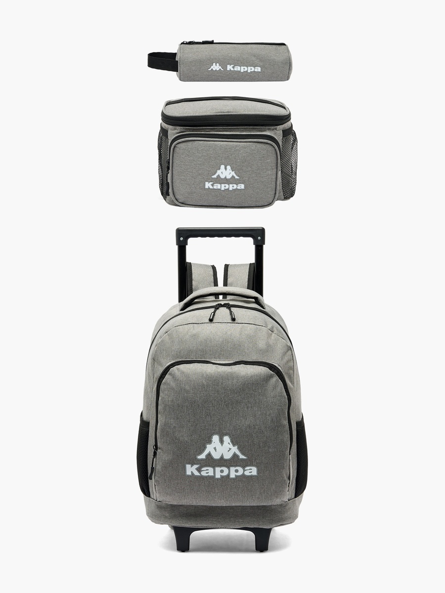Logo Print 3-Piece School Trolley Bag Set with Lunch Bag and Pencil Pouch