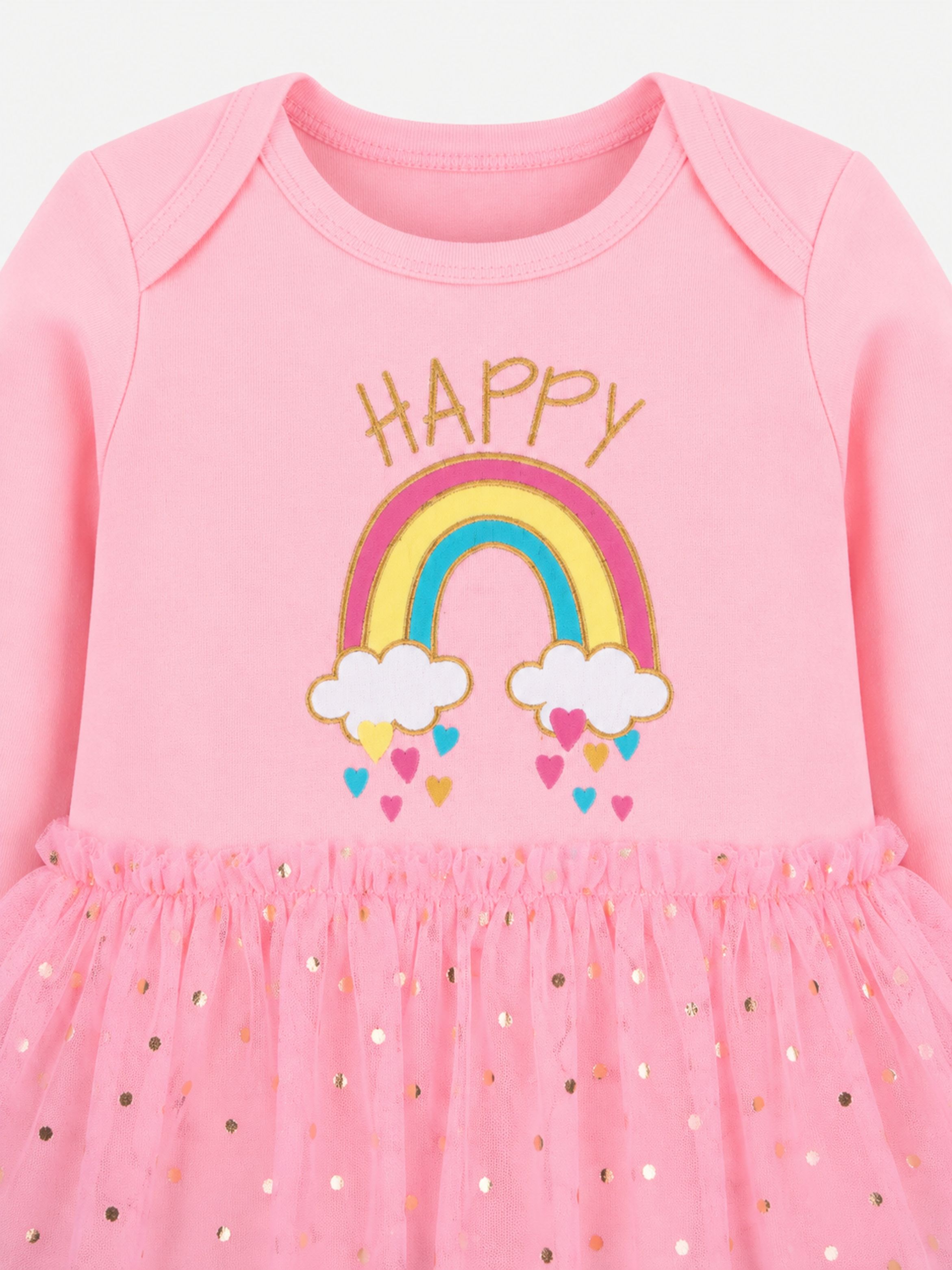 Baby Girl Coral Rainbow Tulle Jumpsuit