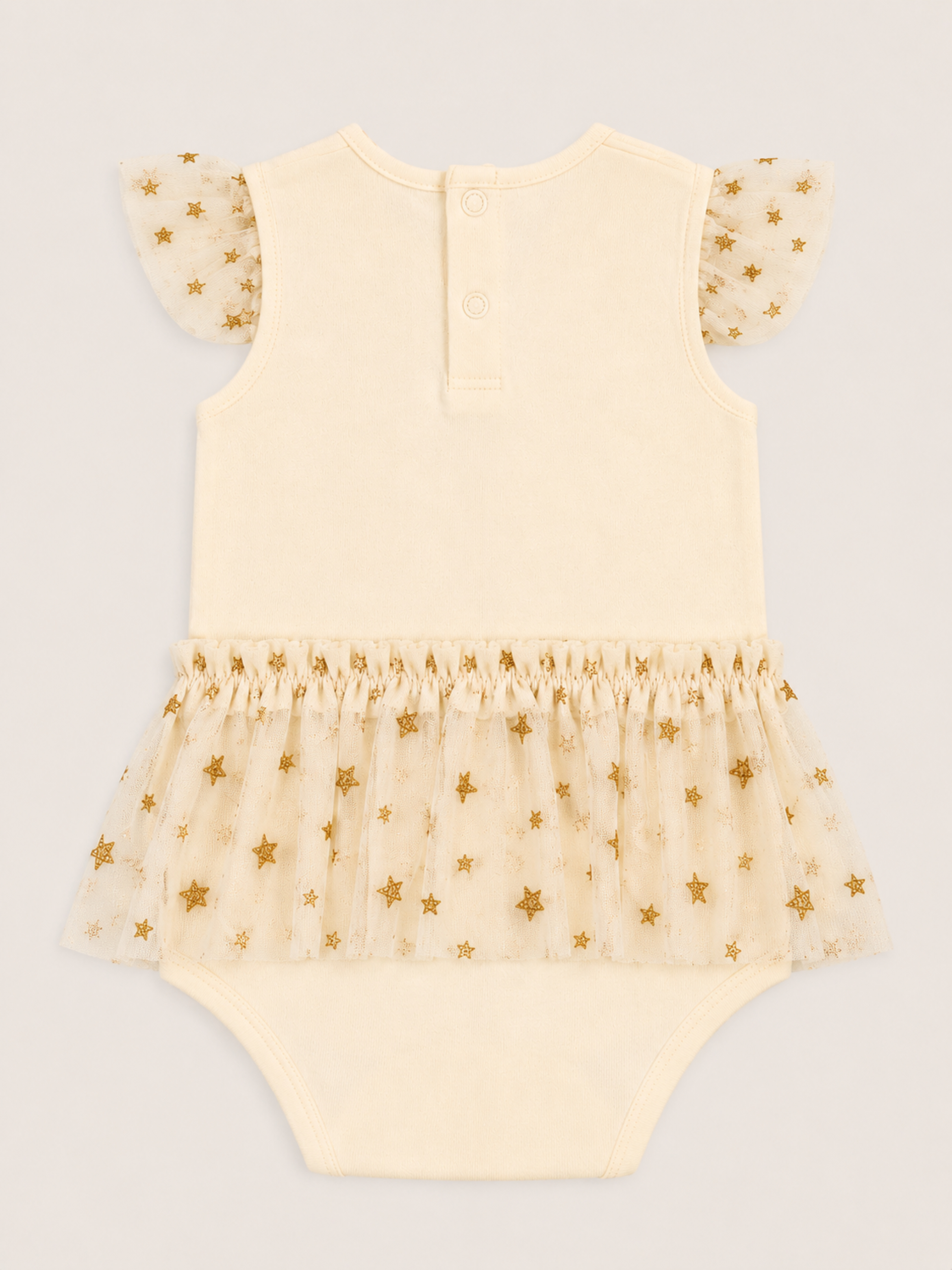 Baby Girl Cream Star Glitter Tulle Bodysuit