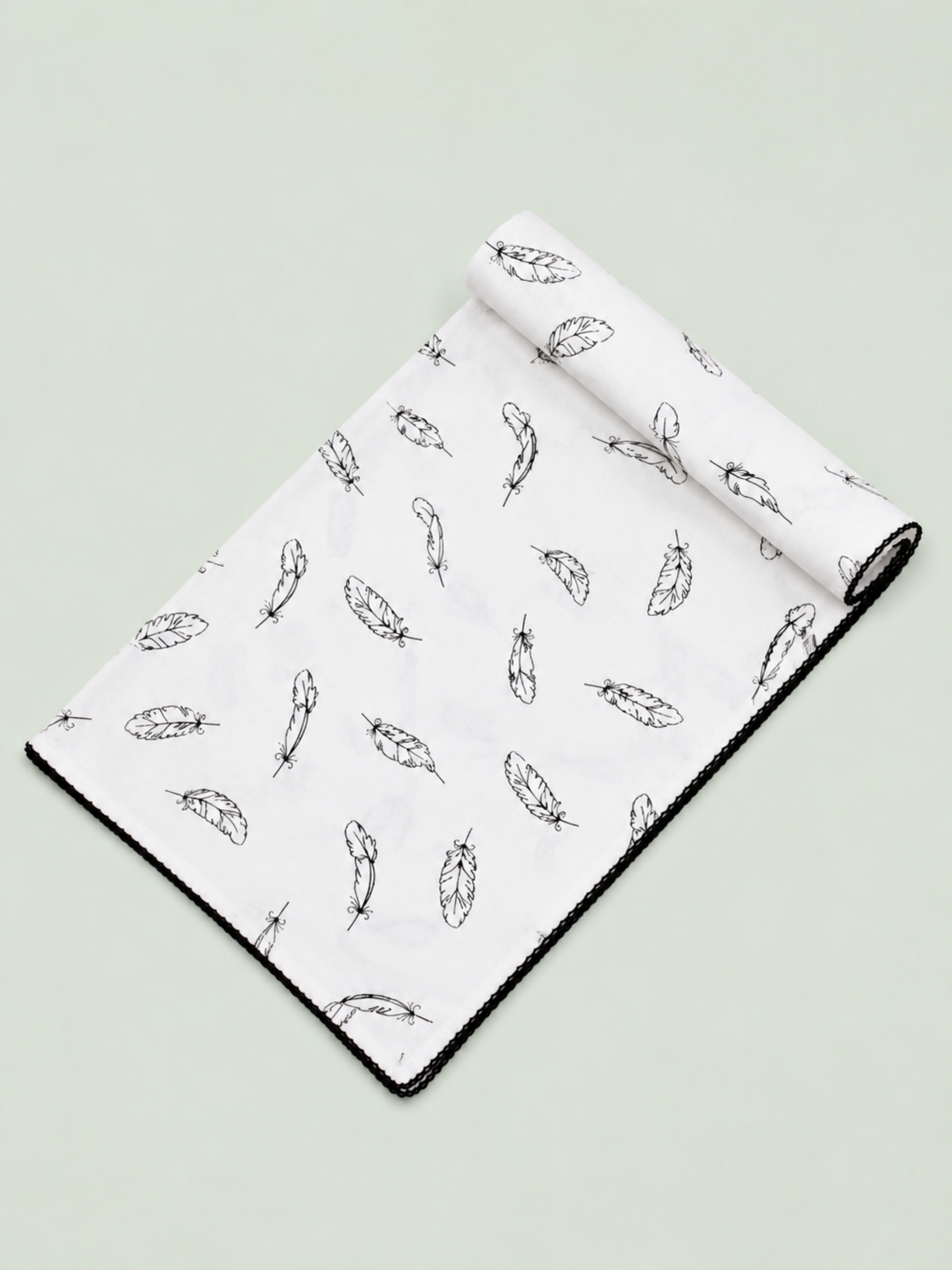 Organic Cotton Feather Print Baby Swaddle Wrap