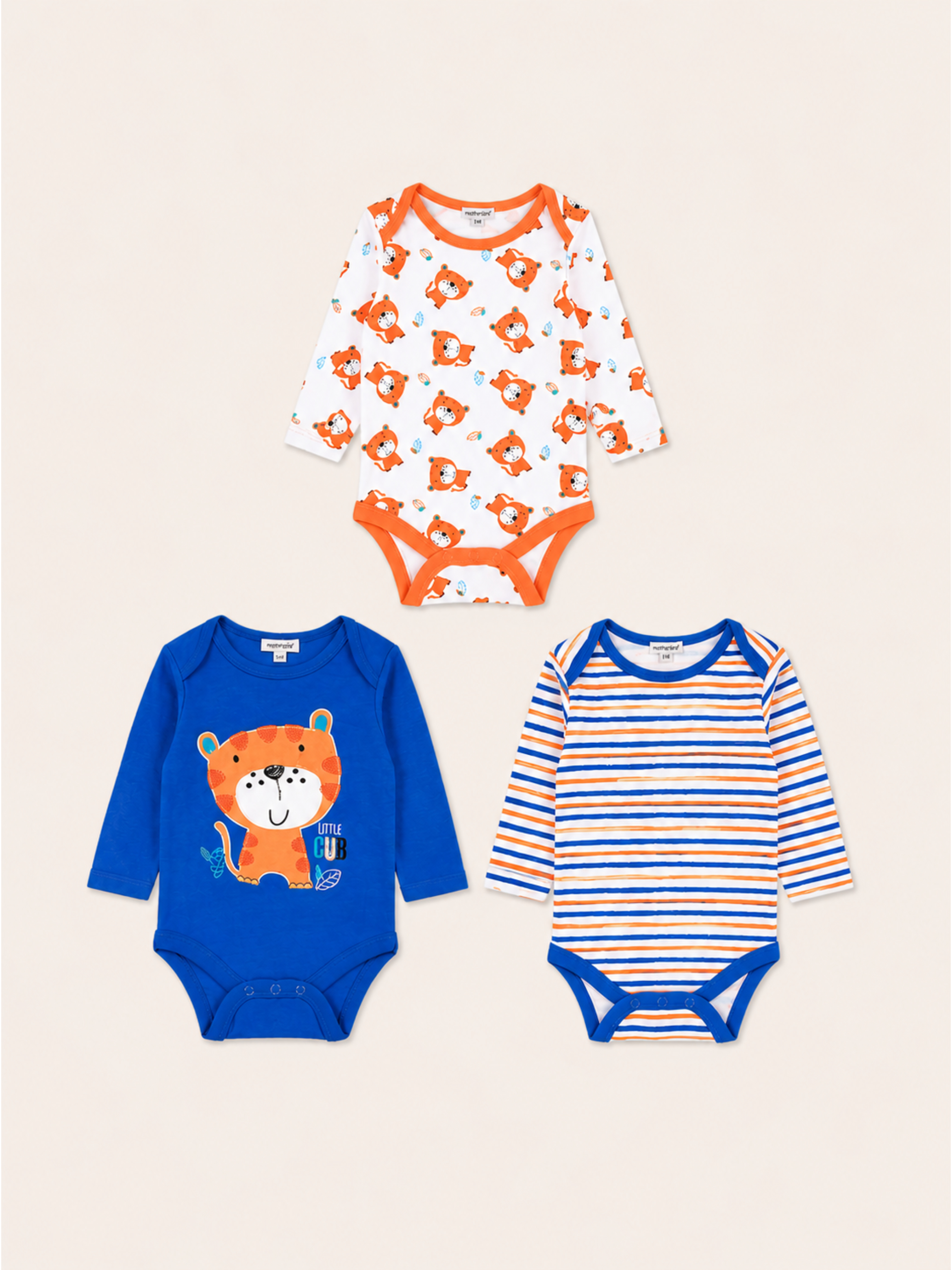 Baby - 3 Pack Cotton Long Sleeve Bodysuit