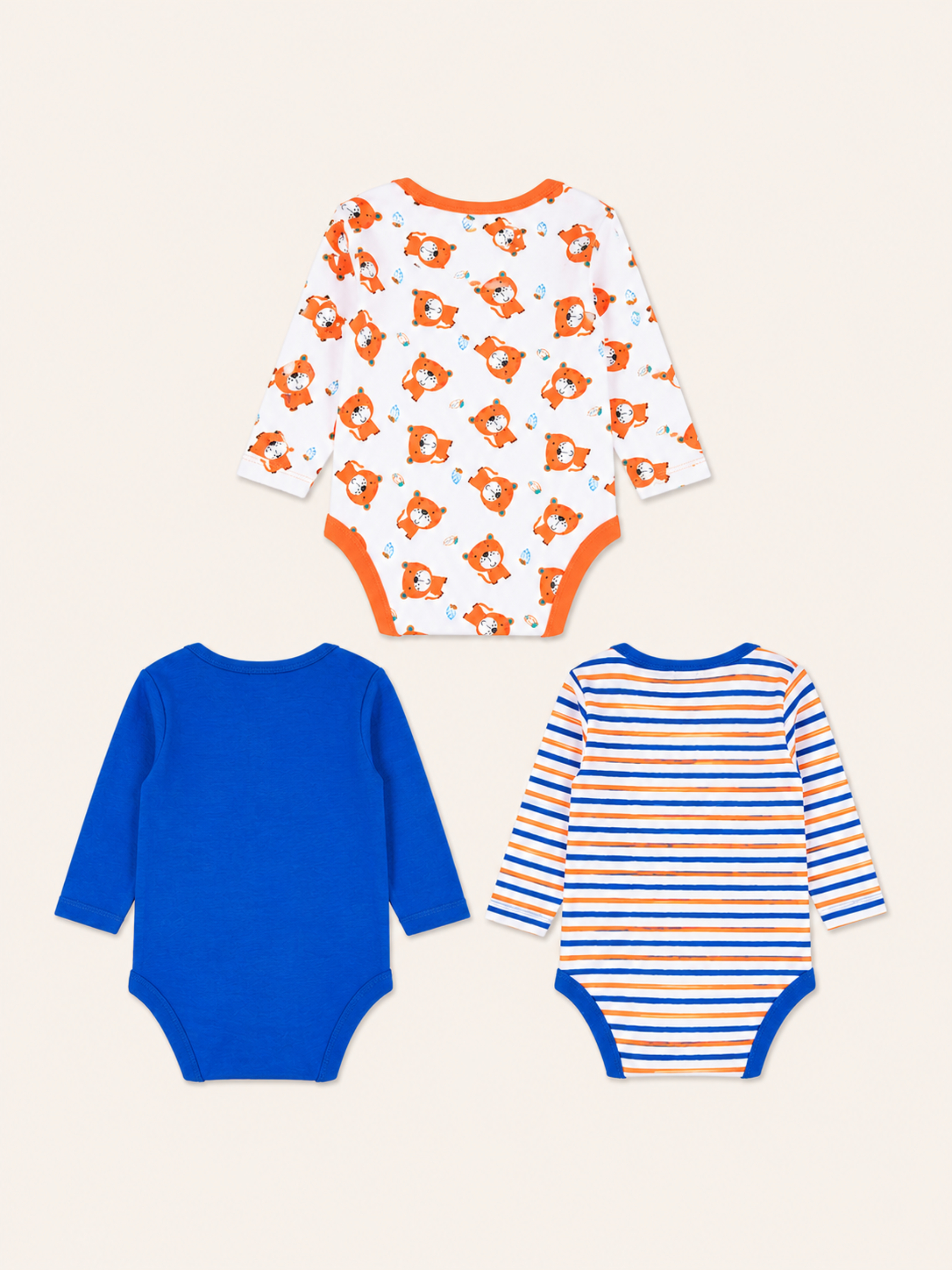 Baby - 3 Pack Cotton Long Sleeve Bodysuit