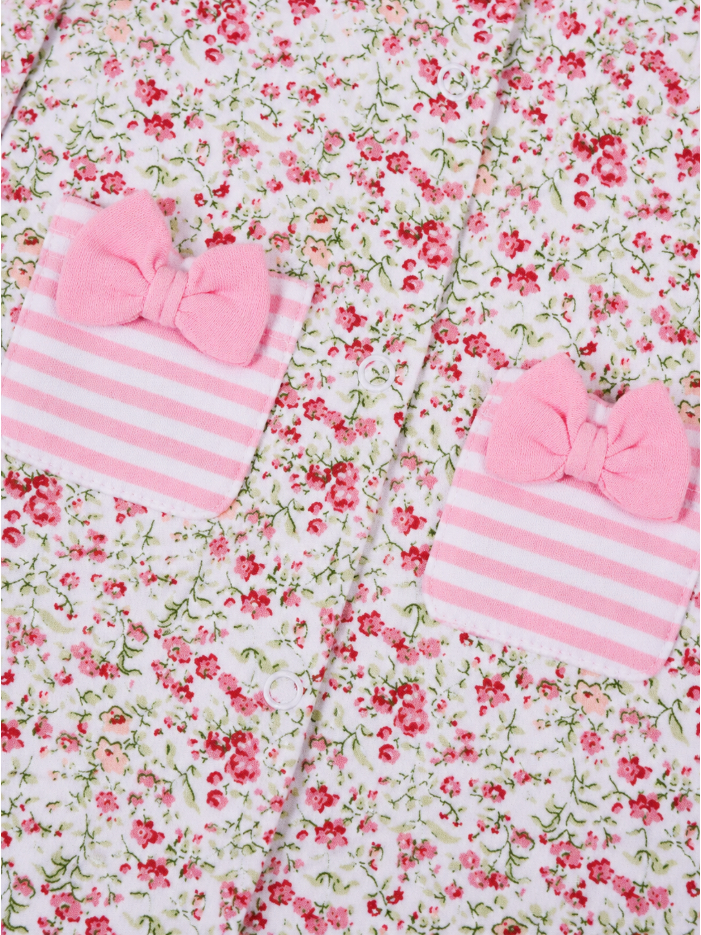 Baby Pink Floral Striped Long Sleeve Sleepsuit