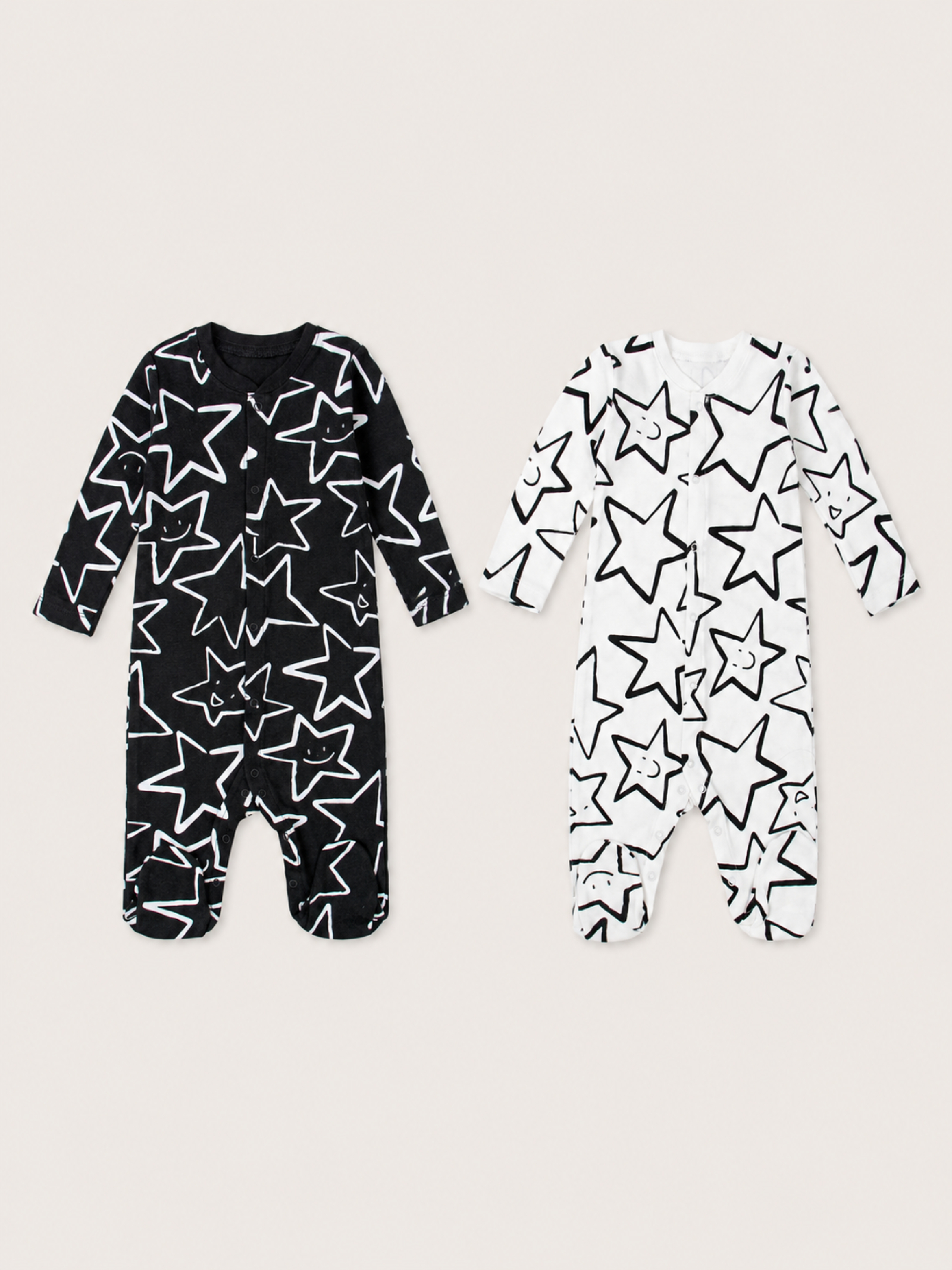 Baby 2 Pack Cotton Footed Sleepsuits