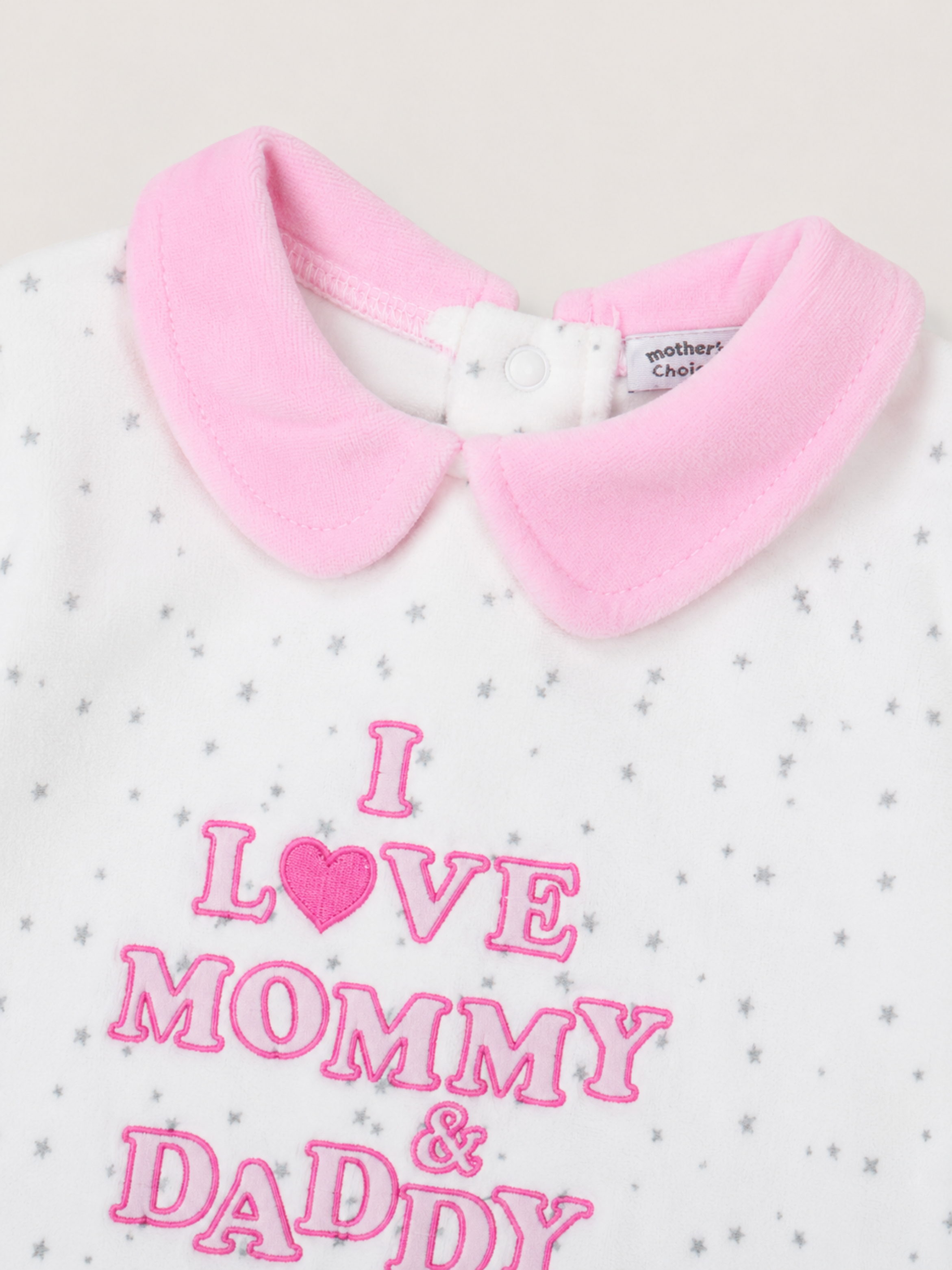 Baby Quilted Velour Footed Sleepsuit Long Sleeves