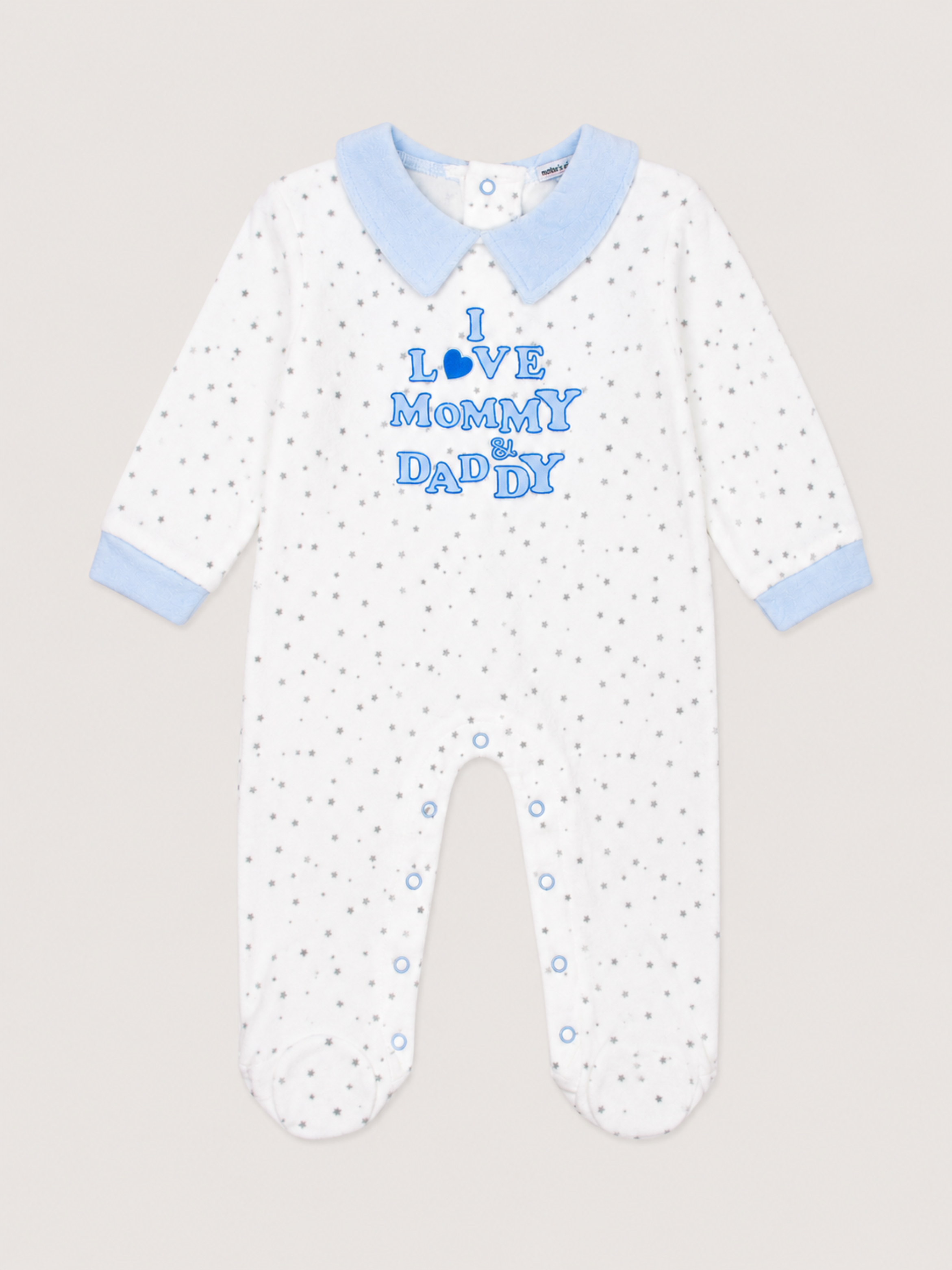 Baby Velour Quilted Footed Sleepsuit Long Sleeves