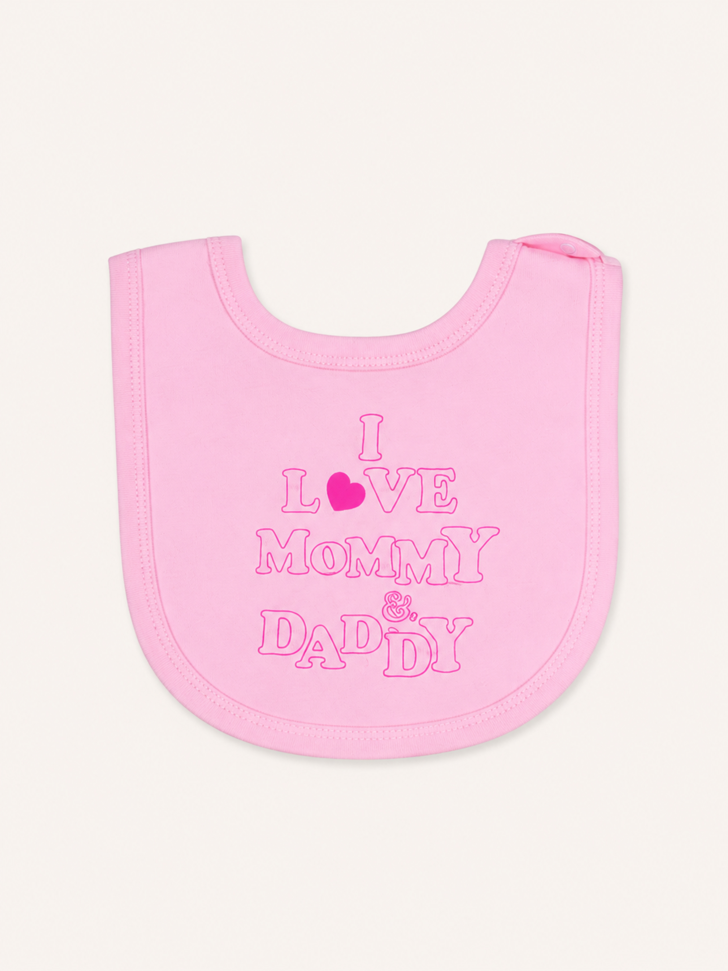 Baby Girl Pink I Love Mommy and Daddy 3-Piece Cotton Set - Bodysuit, Footed Jumpsuit and Bib