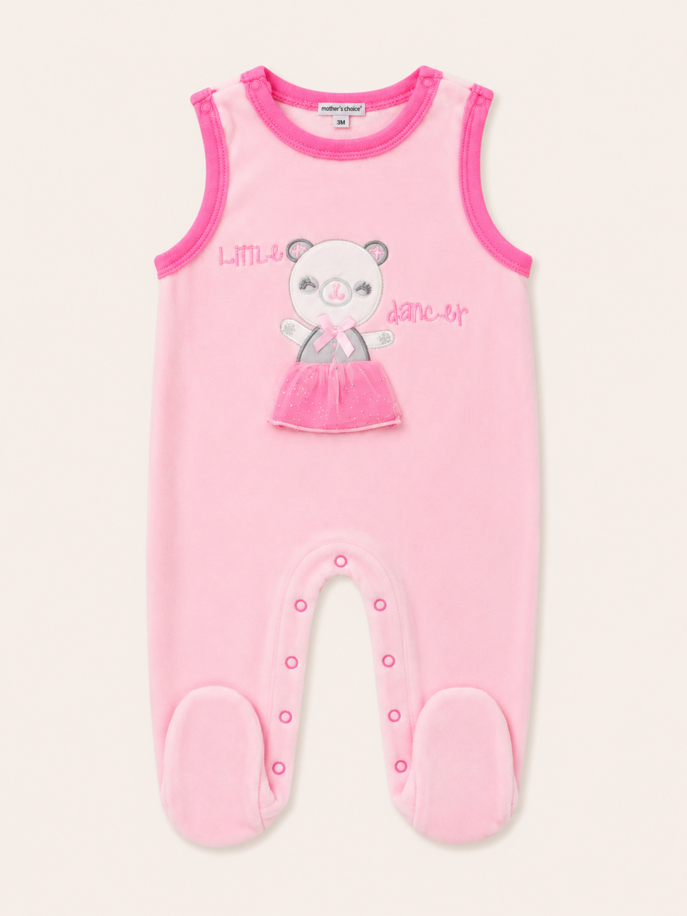 Baby Girls Pink and Grey Little Dancer Velour Jumpsuit and Long Sleeve Top Set