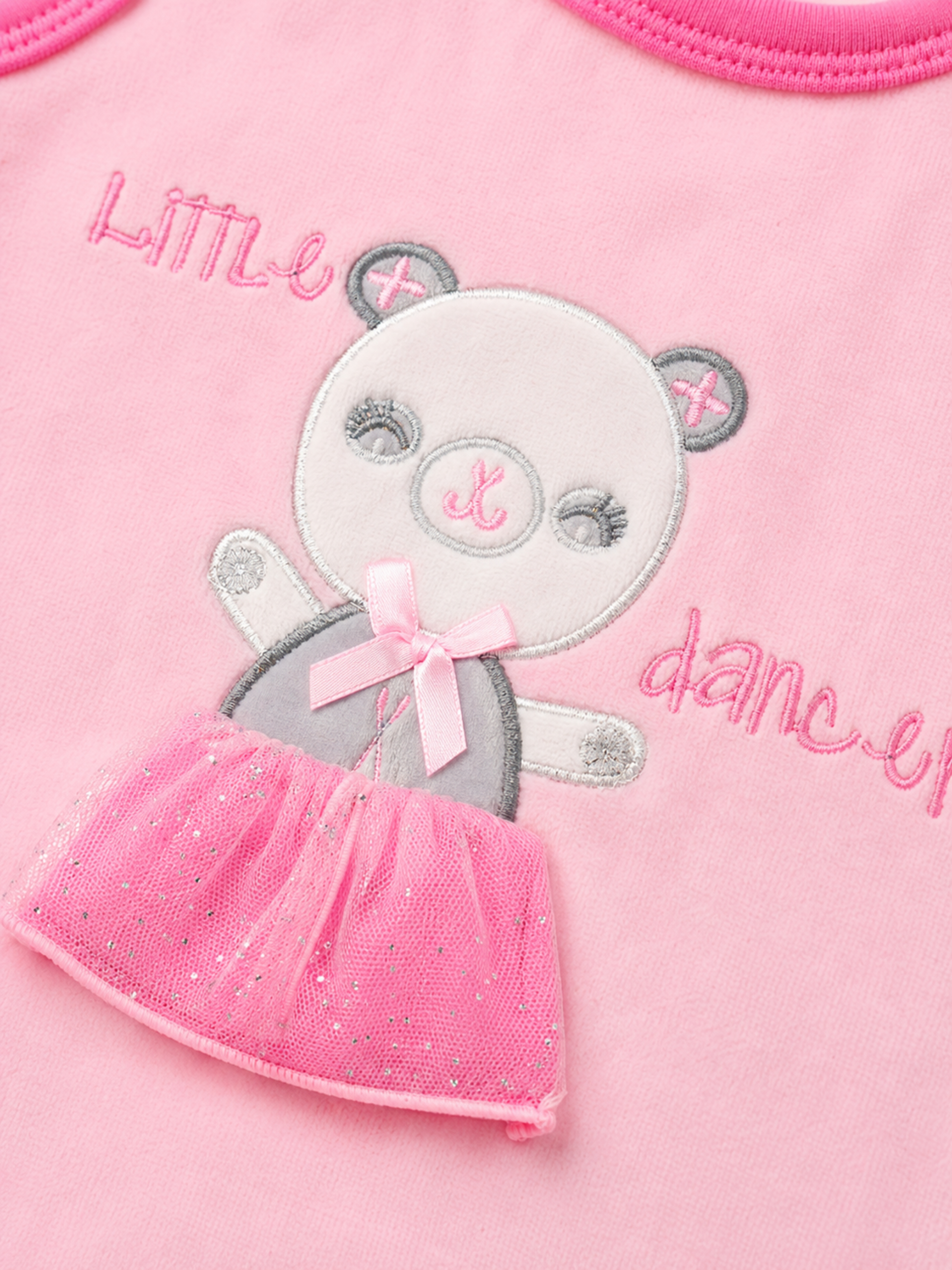 Baby Girls Pink and Grey Little Dancer Velour Jumpsuit and Long Sleeve Top Set