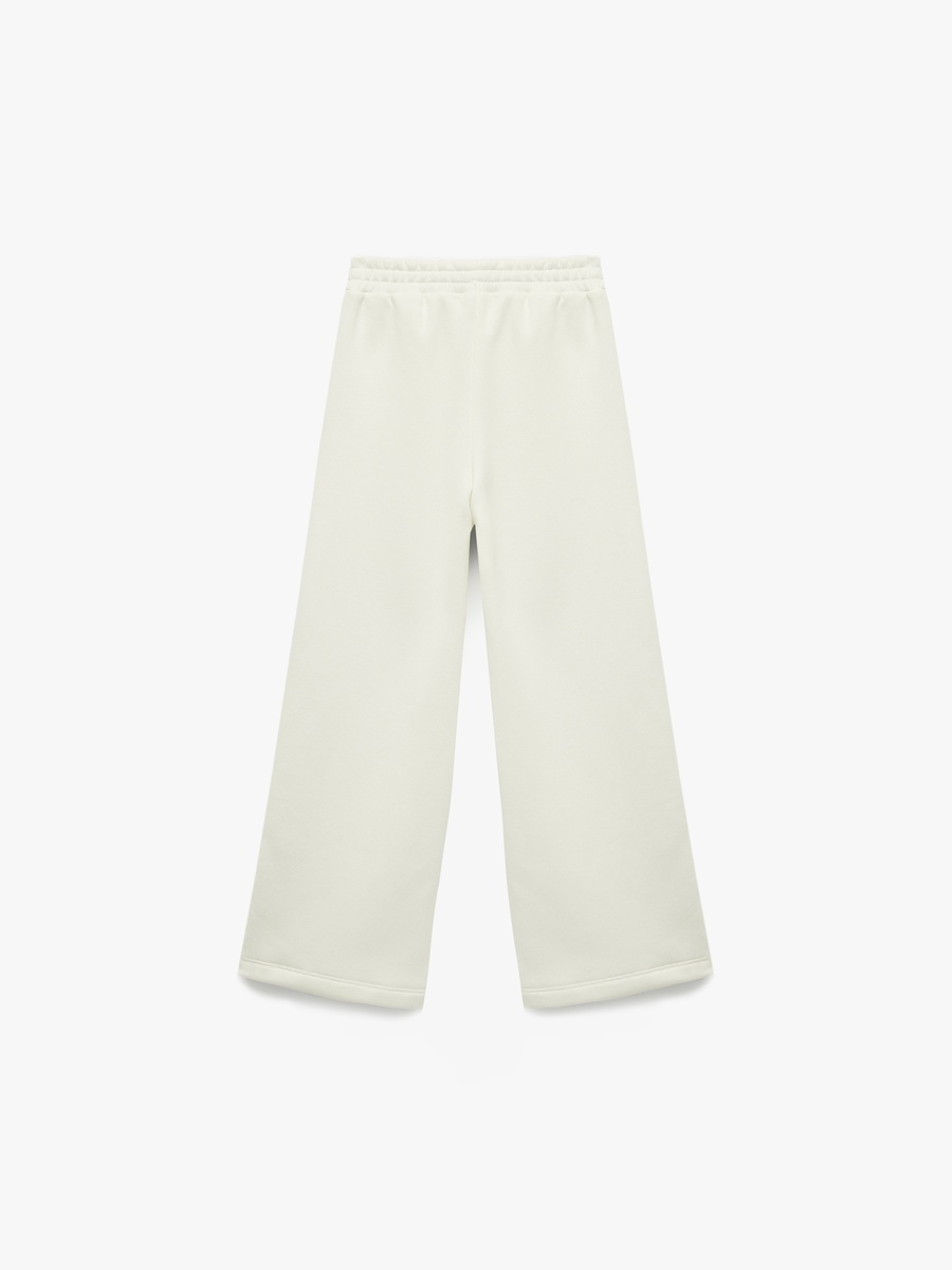 Printed Elastic Waist Piping Detail Wide Leg Sweatpants