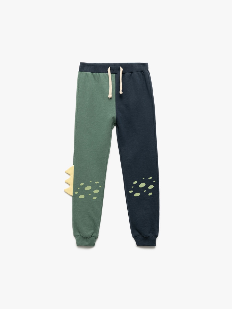 Color Block Dinosaur Detail Cotton Sweatpants