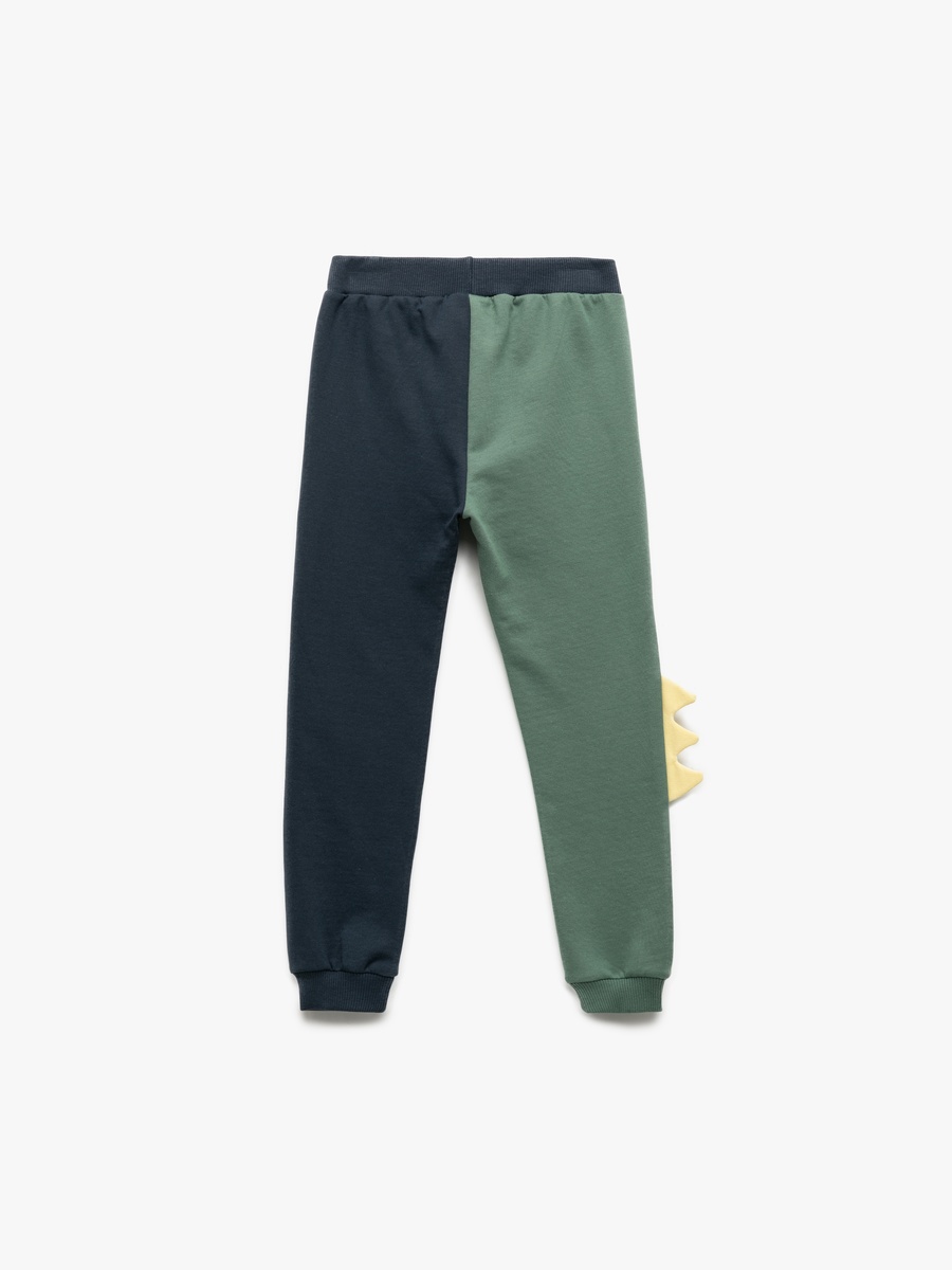 Color Block Dinosaur Detail Cotton Sweatpants