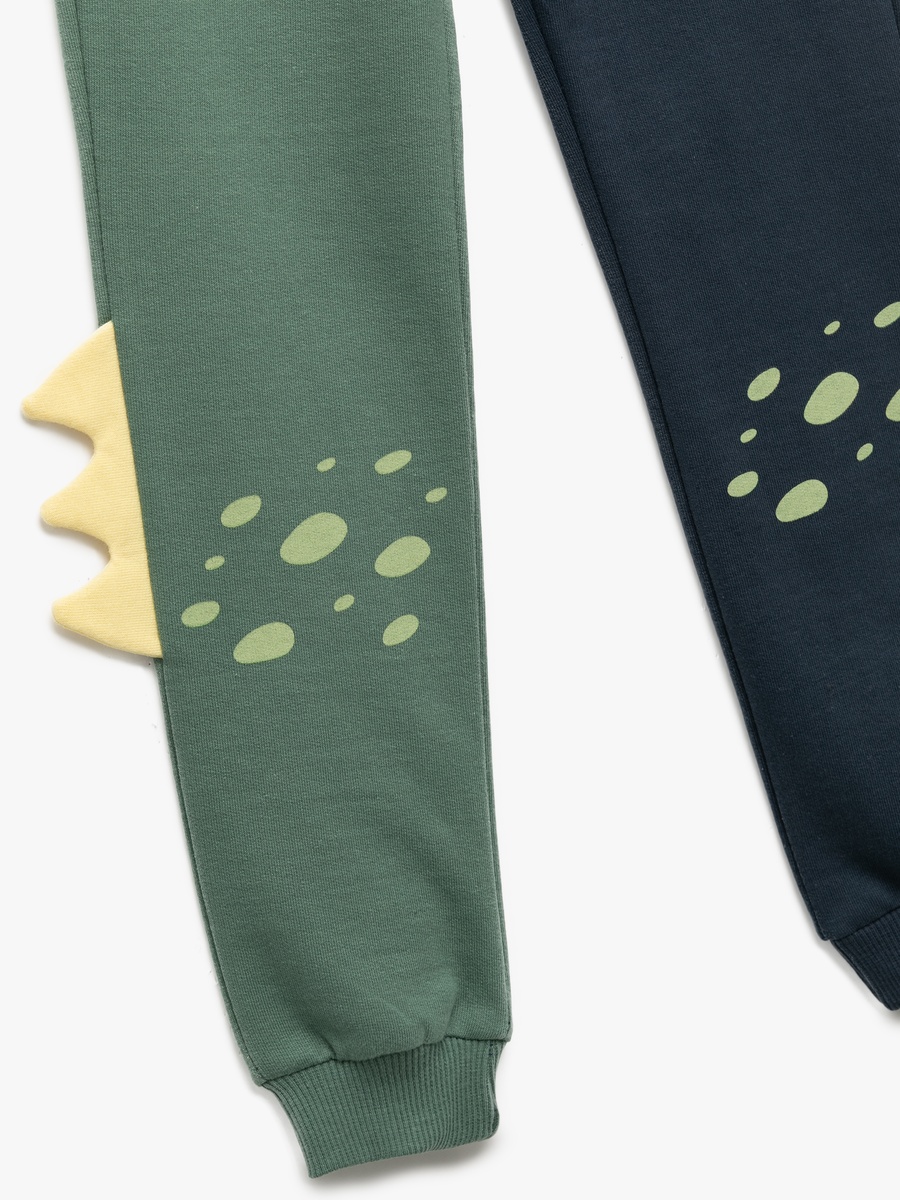 Color Block Dinosaur Detail Cotton Sweatpants
