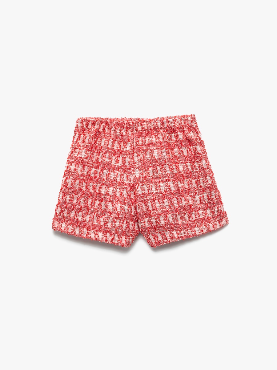 Textured Elastic Waistband Tweed Skort