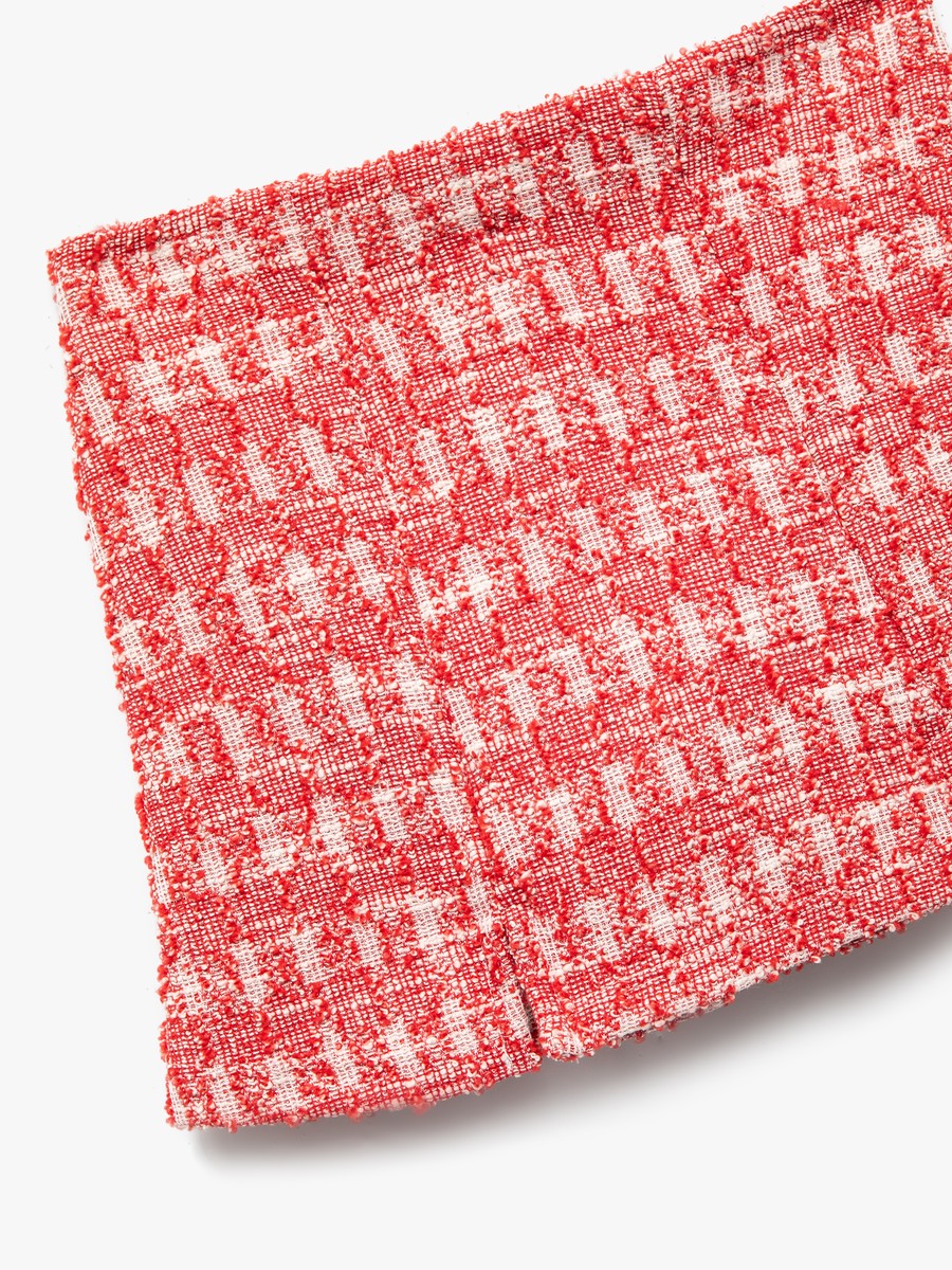 Textured Elastic Waistband Tweed Skort