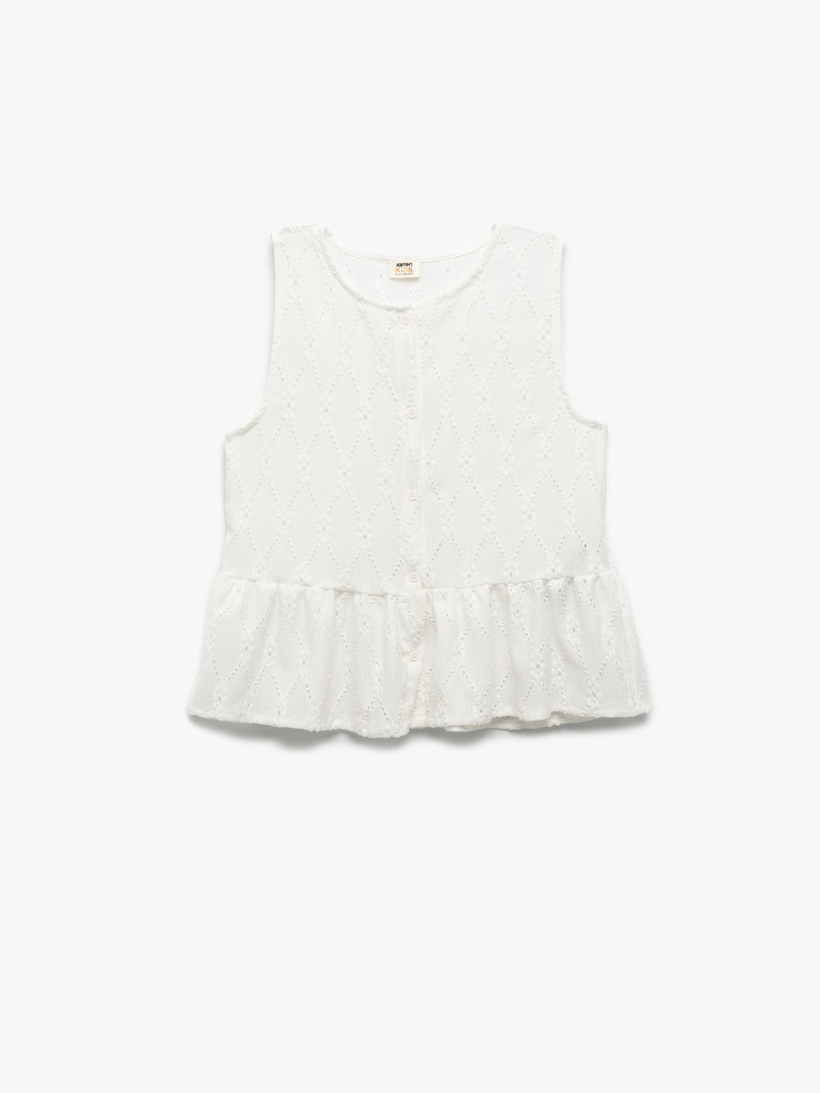Sleeveless Crew Neck Cut Out Detail Tank Top
