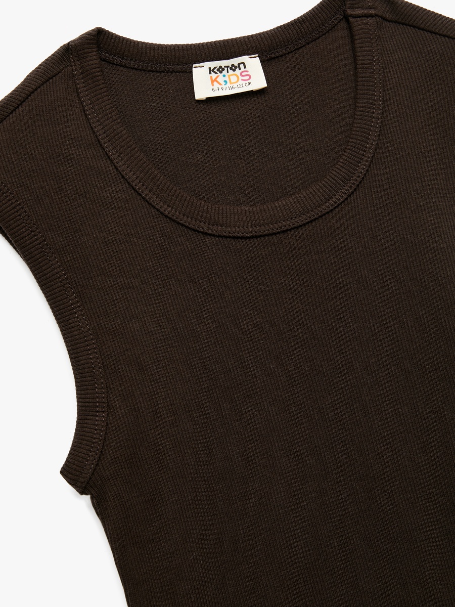 Cotton Ribbed Sleeveless Crew Neck Crop Tank Top