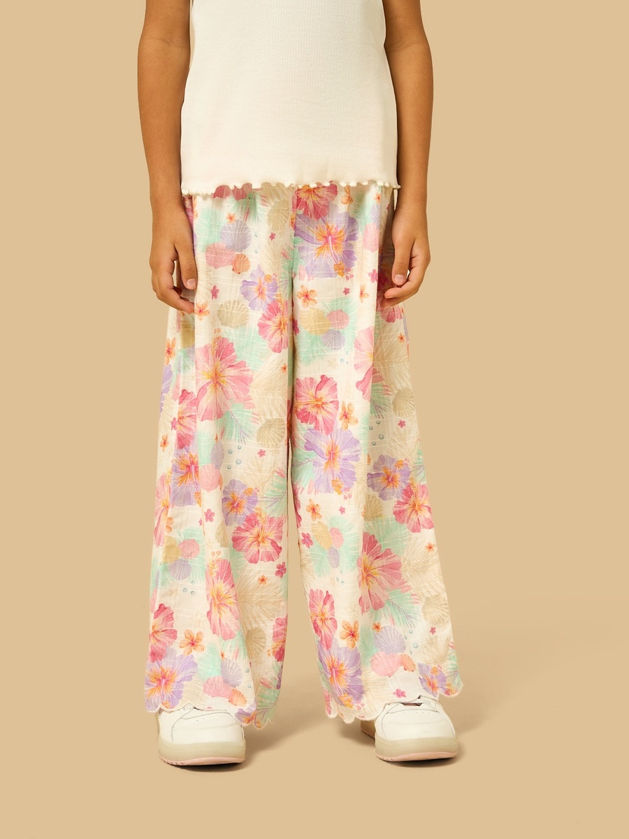 Floral Print Wide Leg Pants