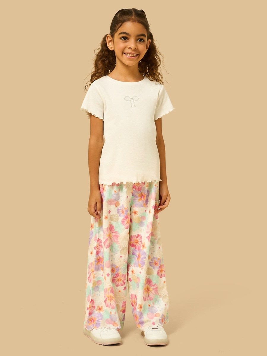 Floral Print Wide Leg Pants