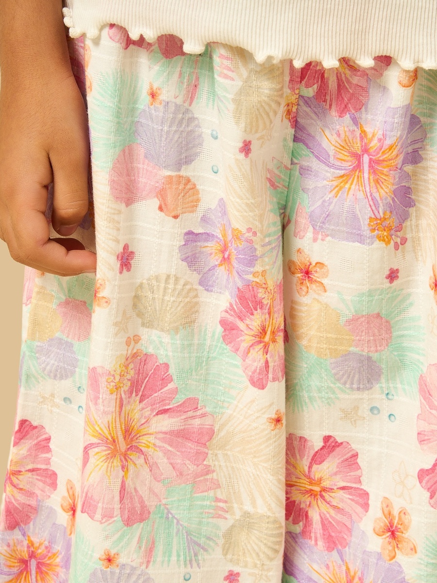 Floral Print Wide Leg Pants